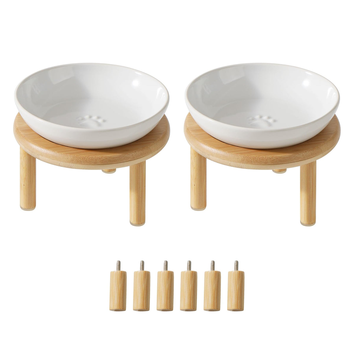 Havniva paw-print elevated cat dish set with dual bowls for convenient feeding