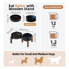 Havniva raised acacia wood stand elevates bowls for comfortable dining posture.