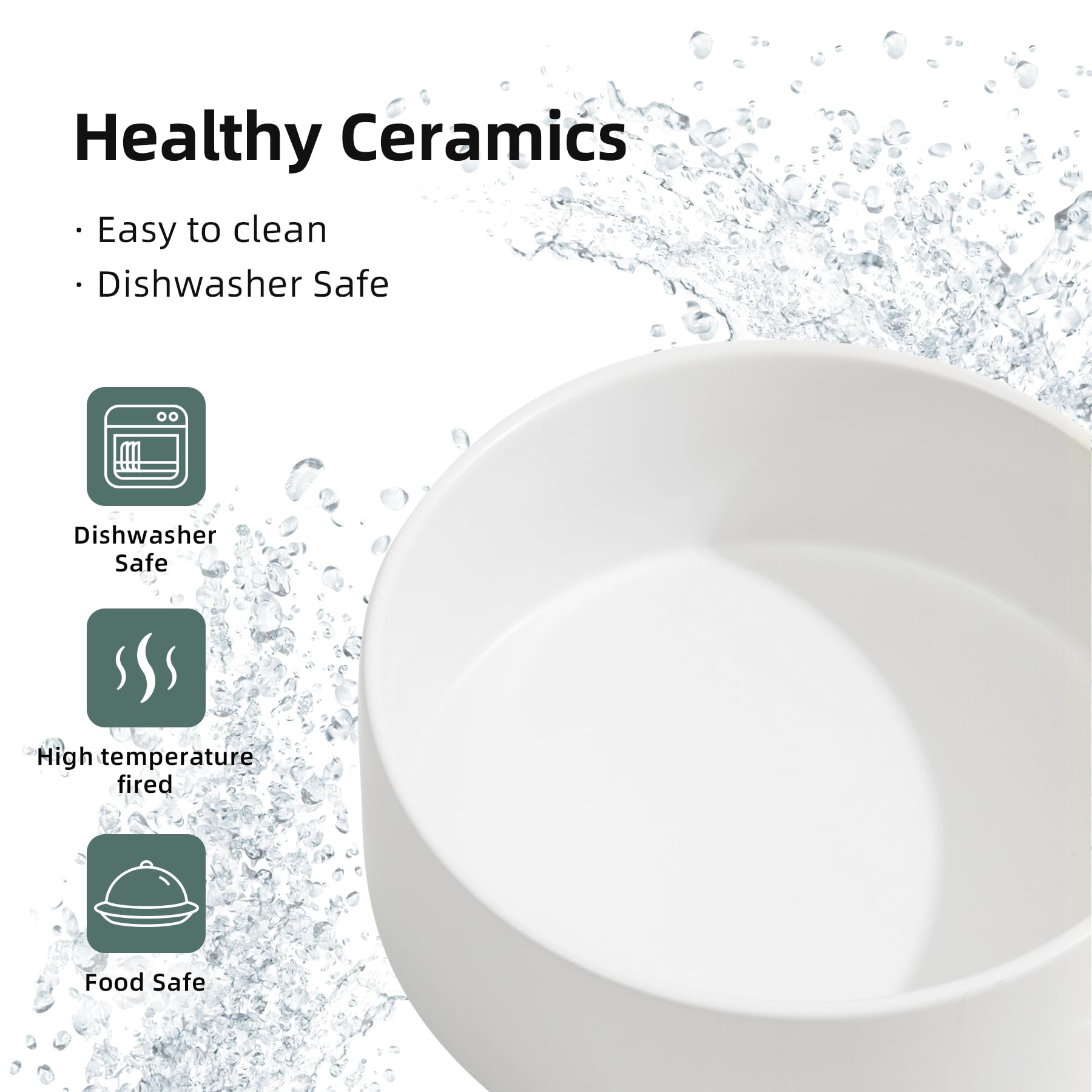 Havniva white ceramic dish for cats and small dogs.