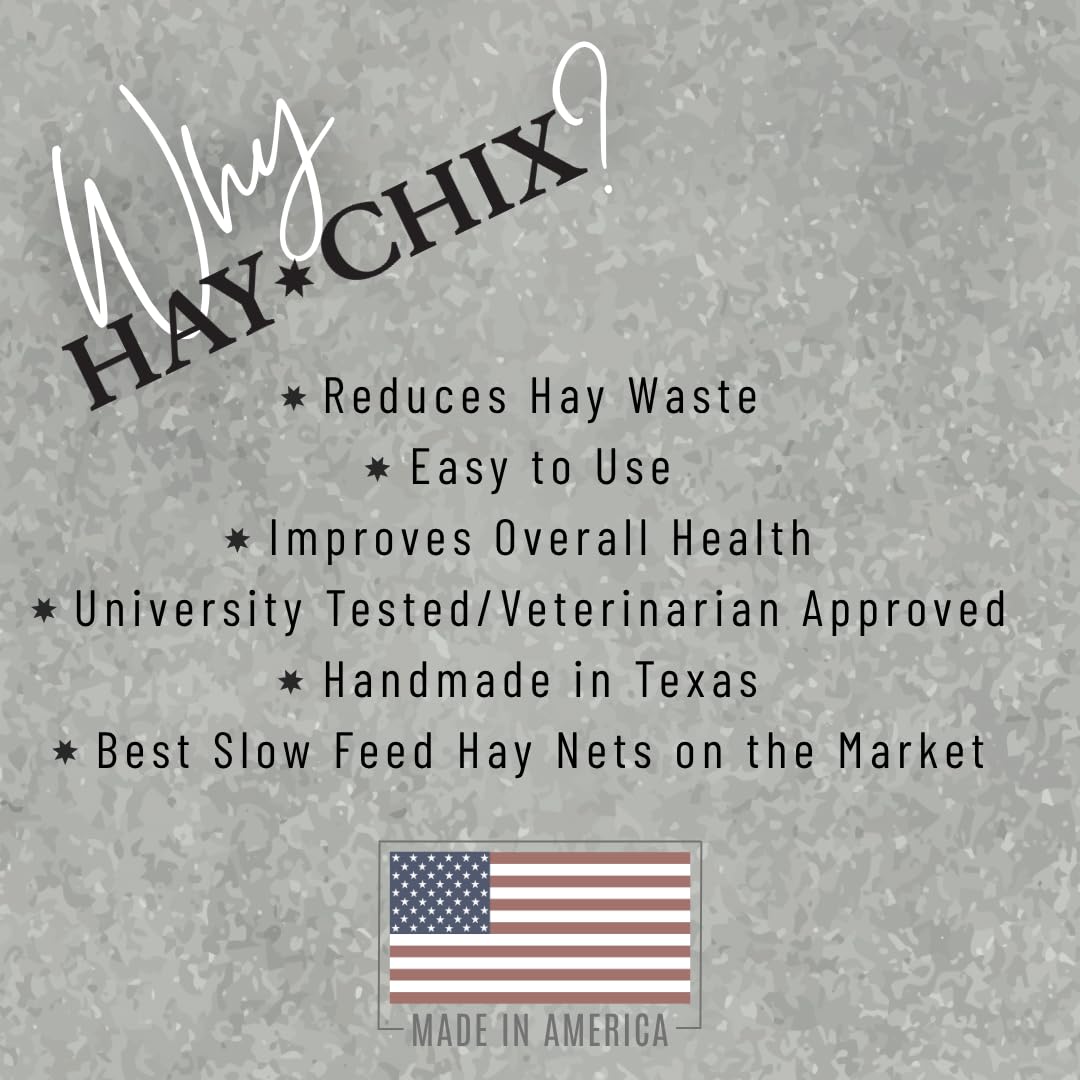 Hay Chix Hay Net easy-fill patent closure for quick daily use