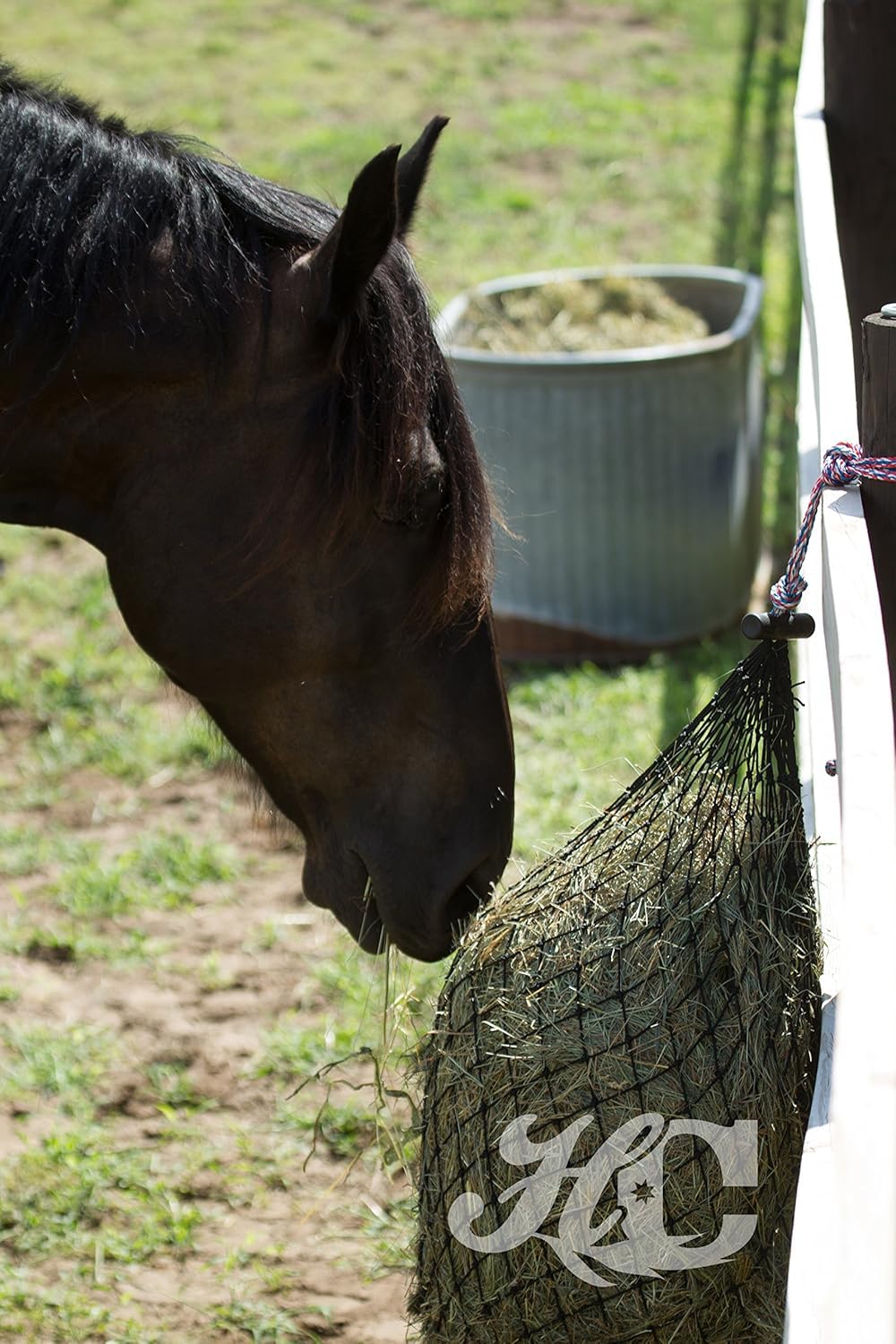 hay chix hay net in stable use keeps horses engaged and fed.