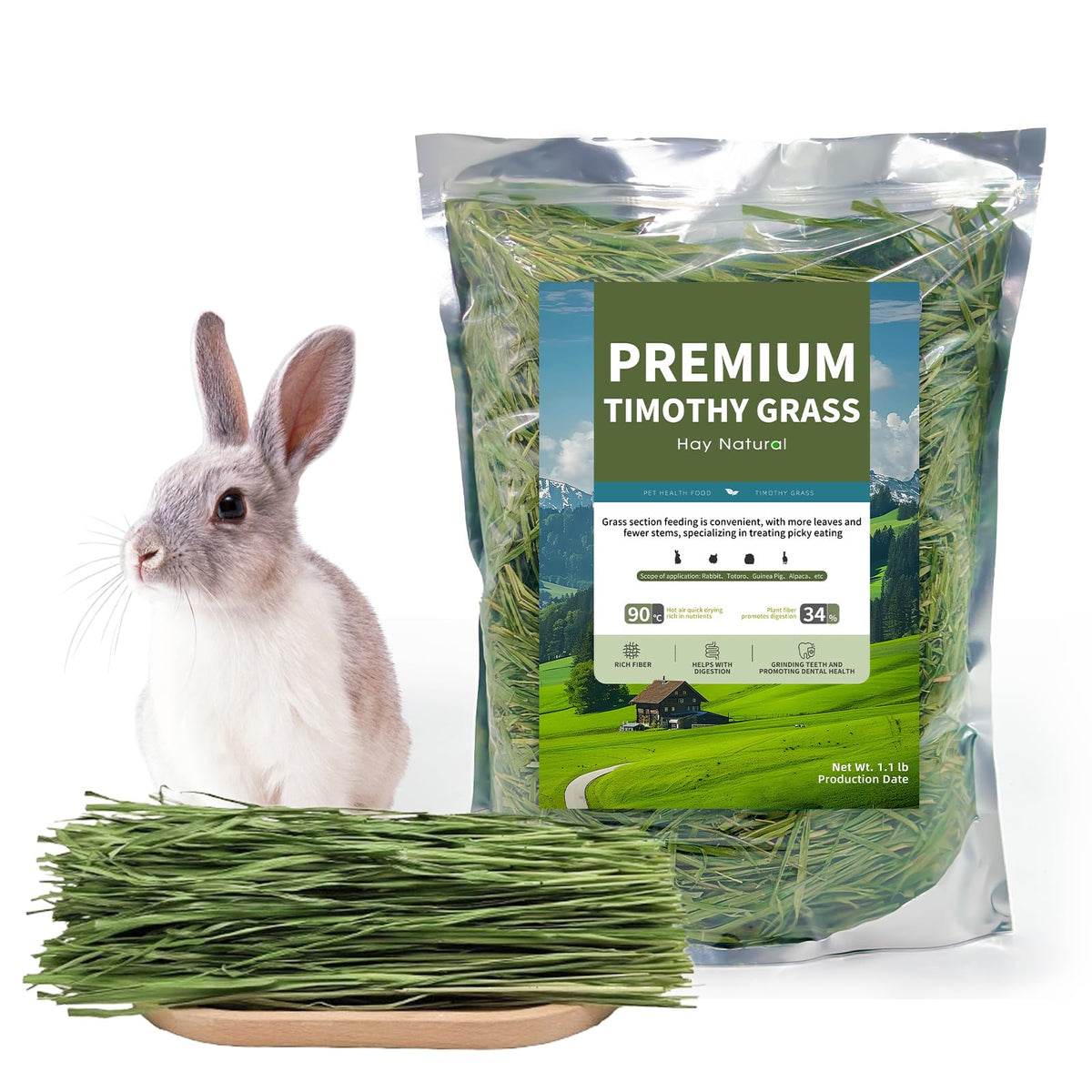 Hay Natural oven-baked timothy hay for guinea pigs promotes freshness.