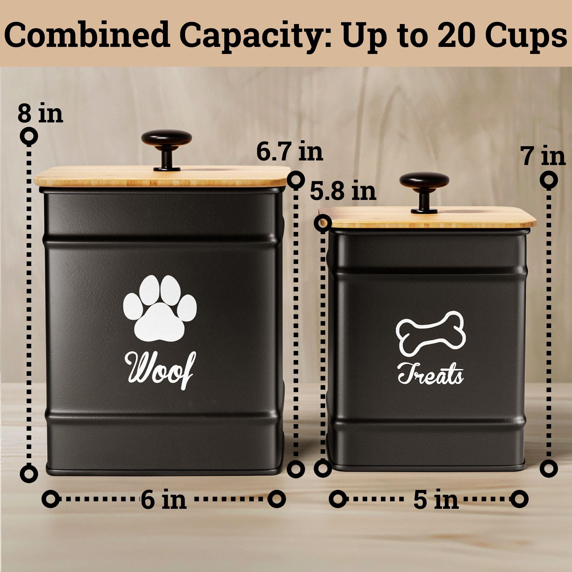 HB Design Co 20-cup capacity jars demonstrating ample pet treat capacity.