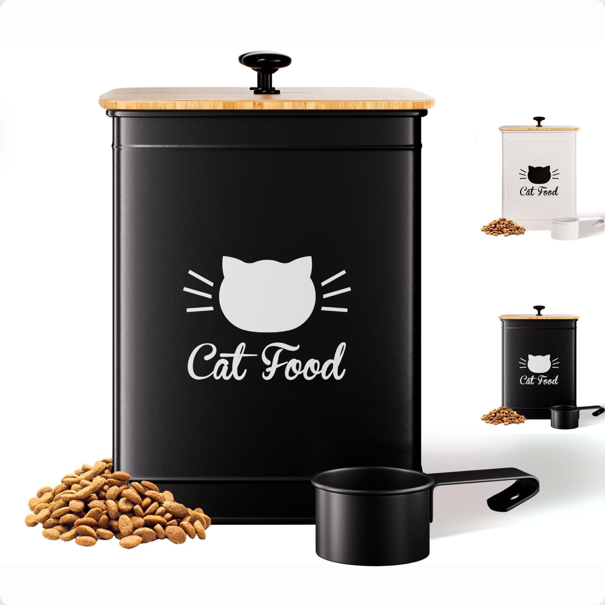 HB Design Co. cat food container lid showing airtight bamboo seal for freshness