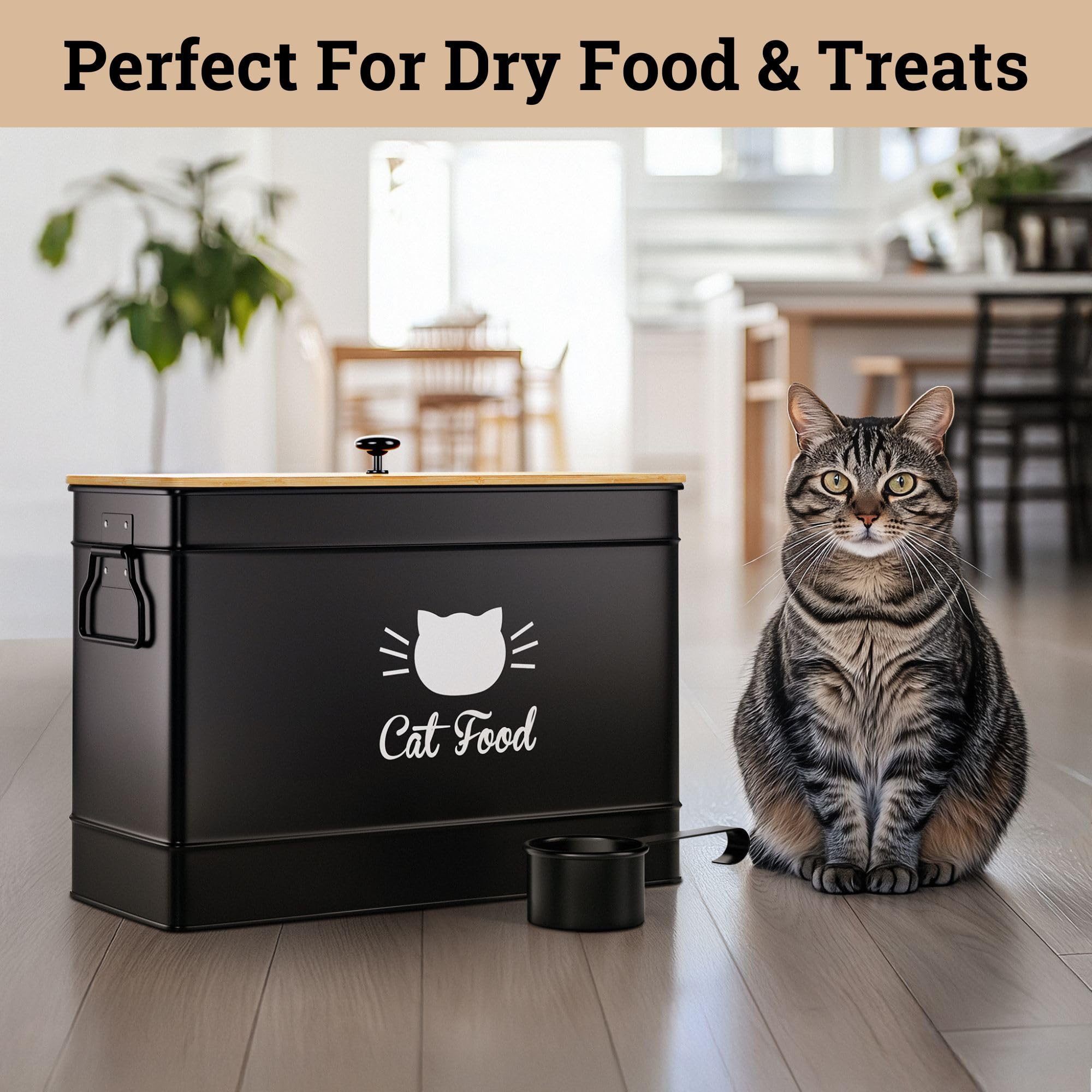HB Design Co cat food container fits slim pantry storage