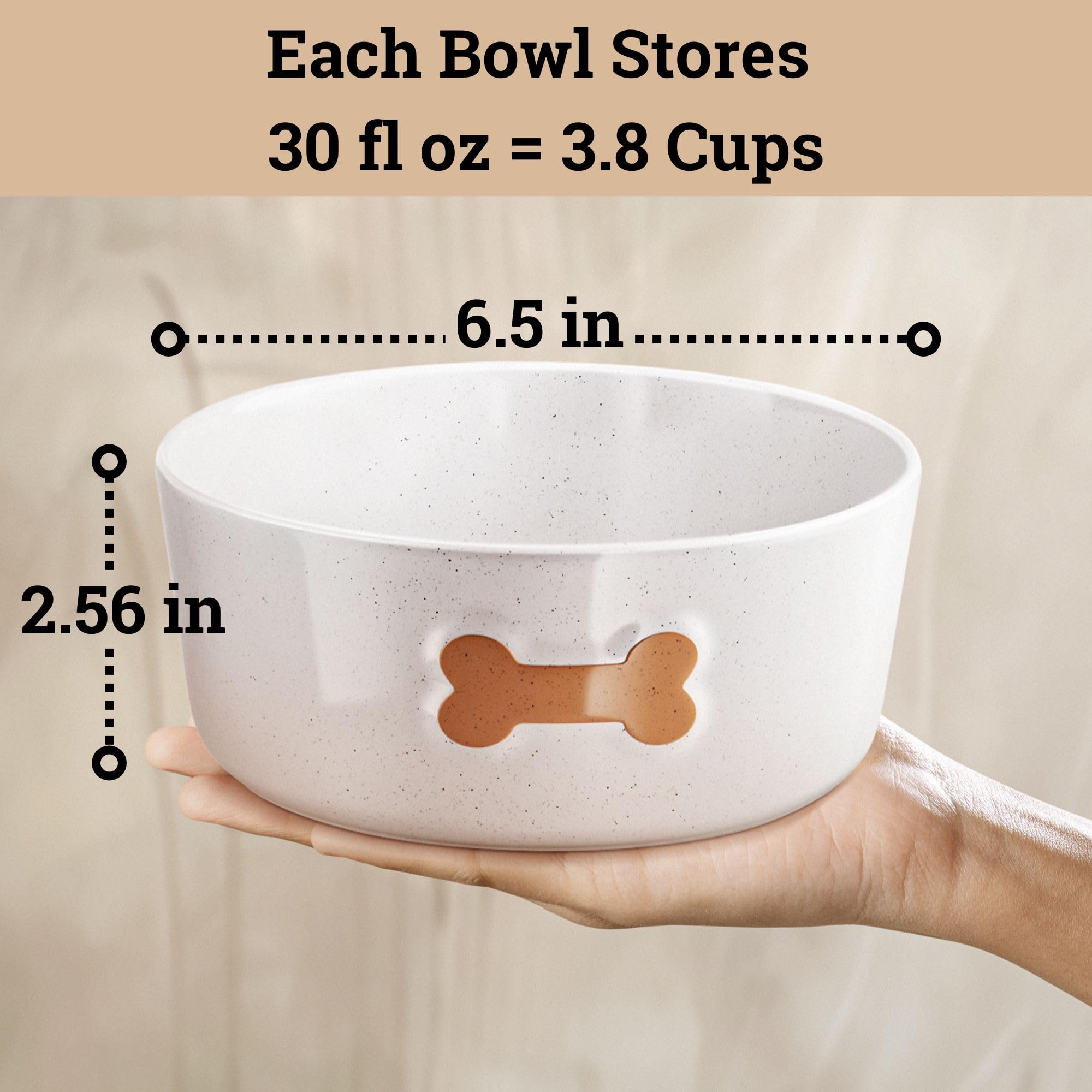 HB Design Co ceramic dog bowl with anti-slip base prevents sliding during meals.