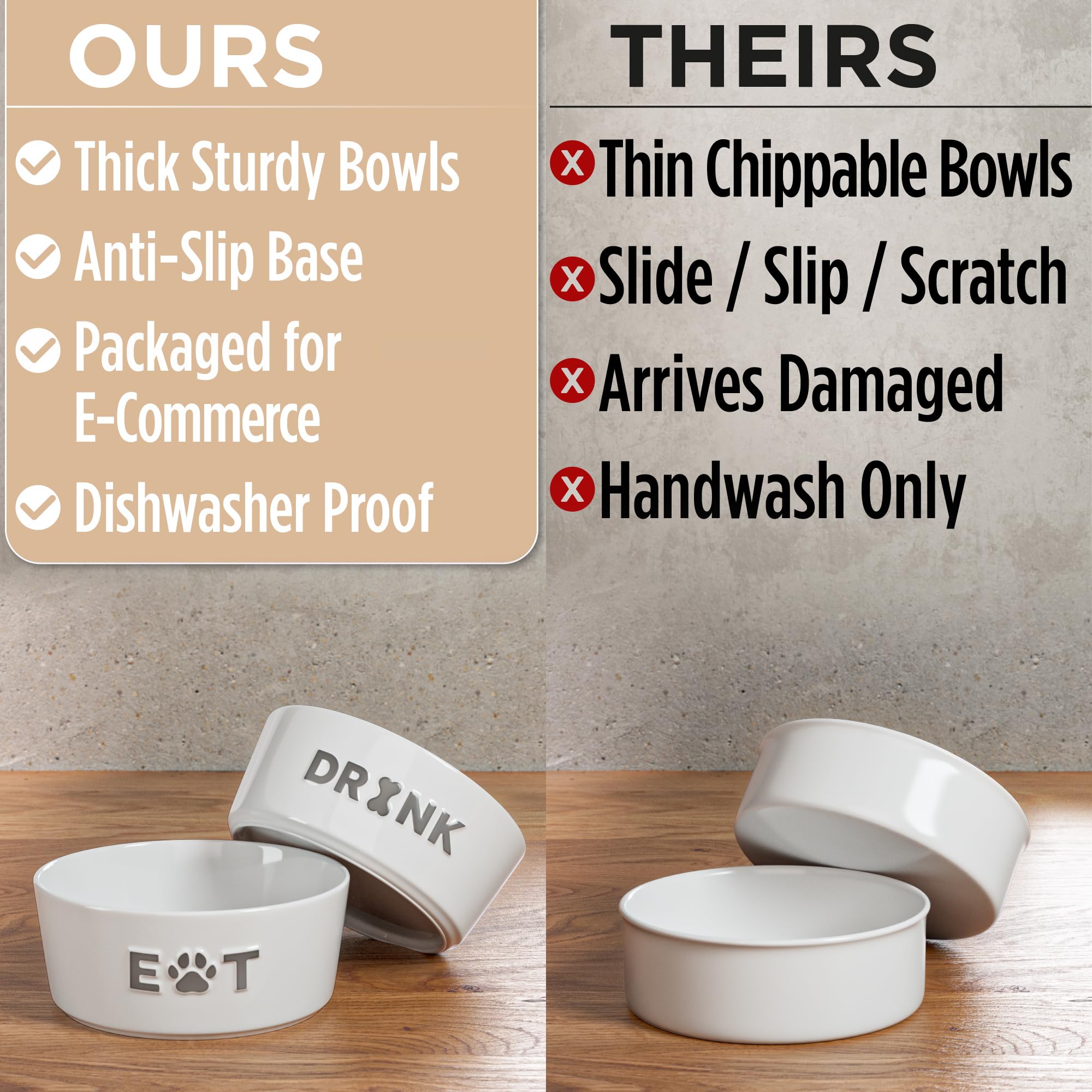 HB Design Co two-bowl set in use with food and water separation