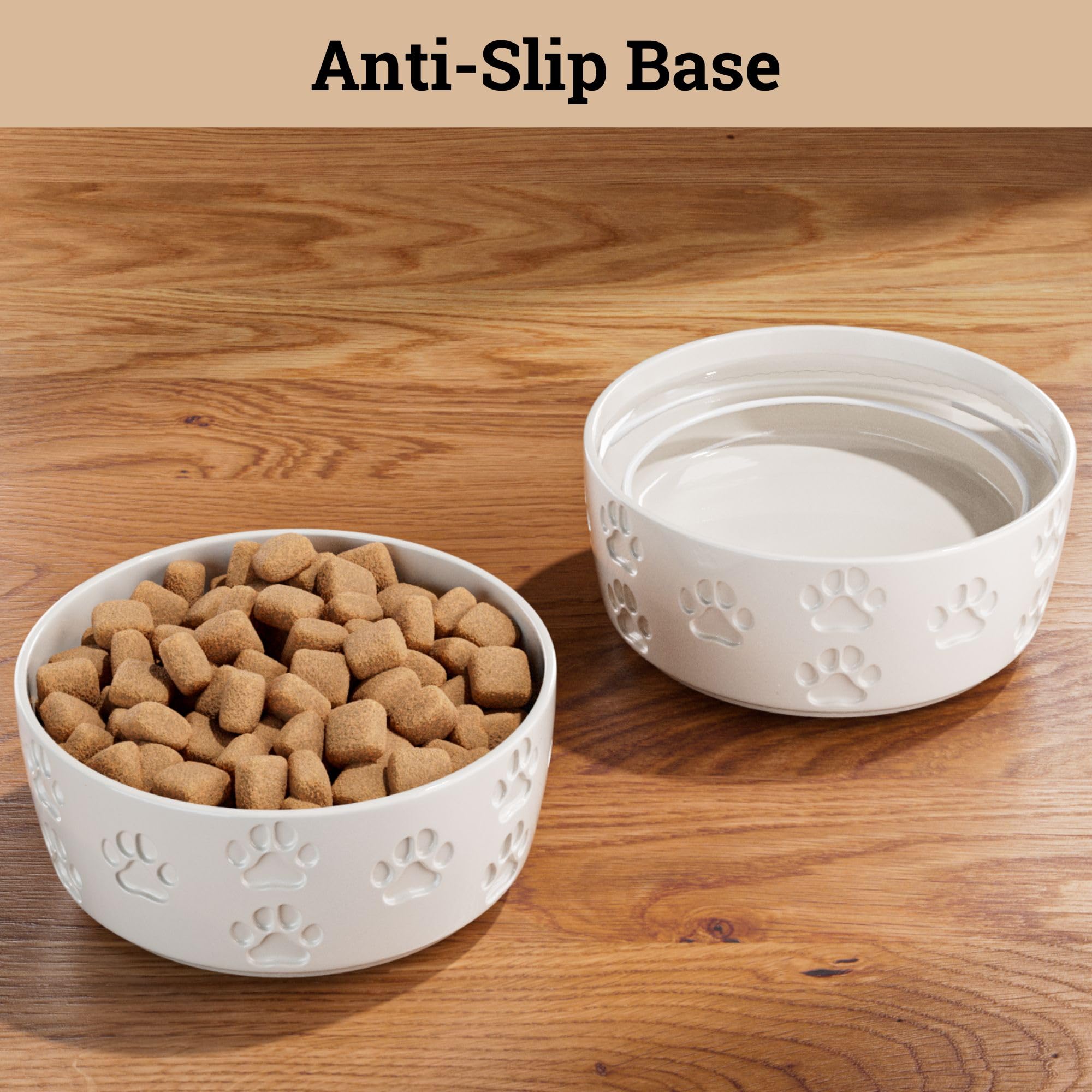 HB Design Co bowls feature paw imprints for a cute, decorative feeding setup.