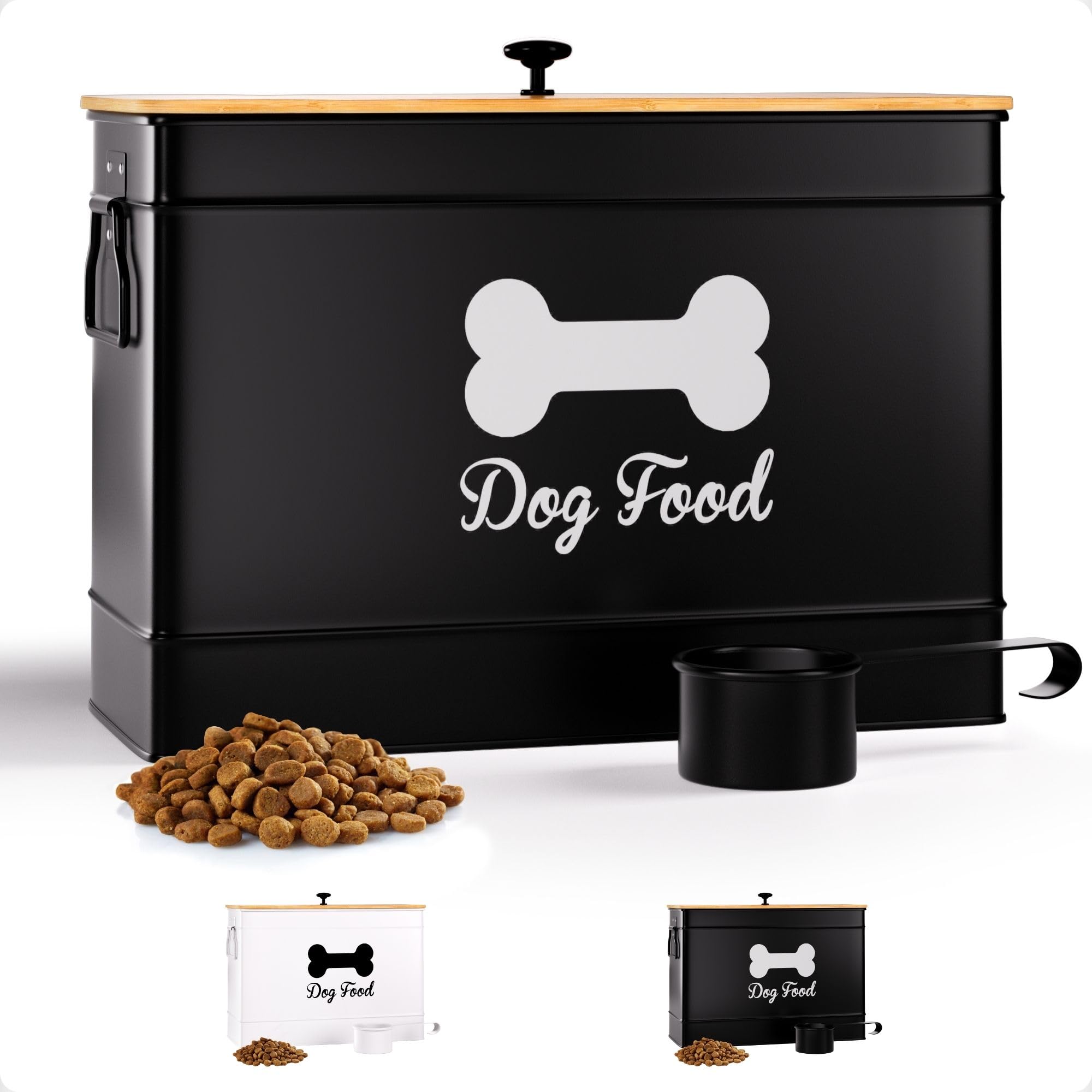 HB Design Co dog food container with airtight lid preserves kibble freshness.