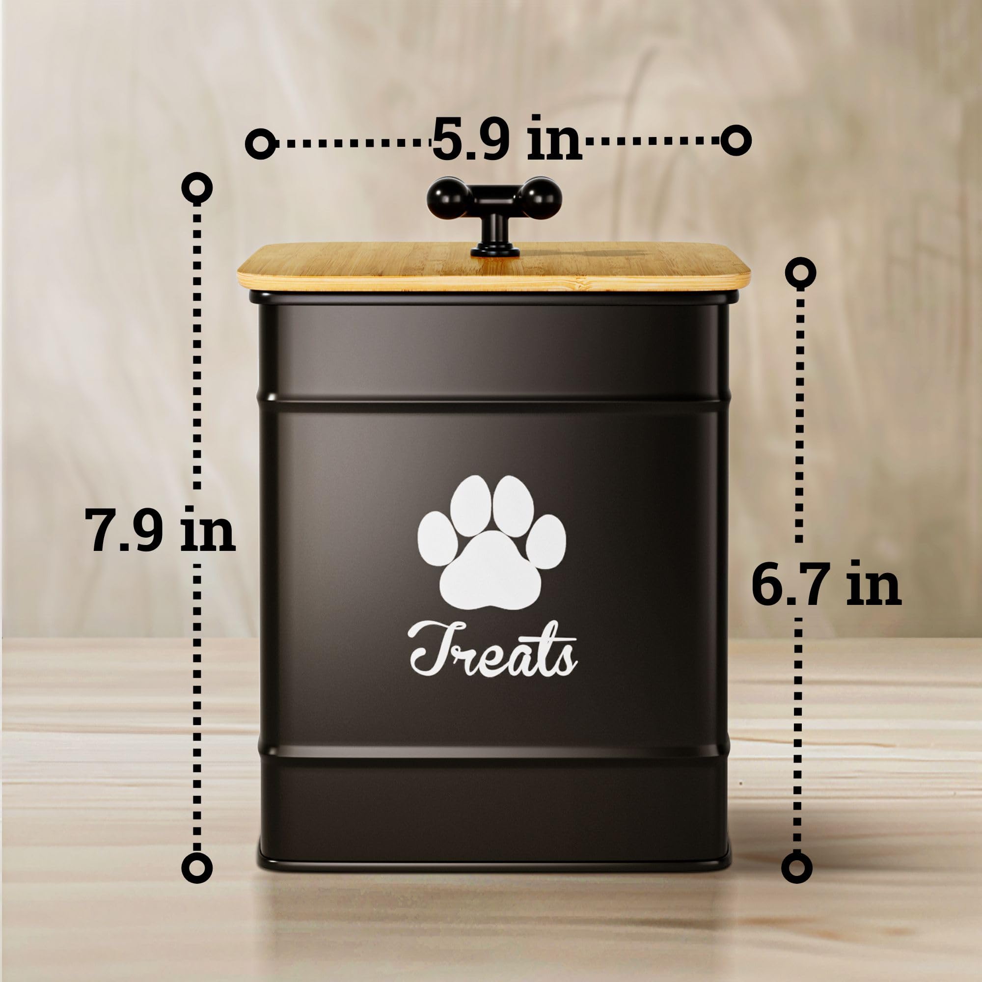 HB Design Co dog treat container 12-cup capacity clarifies portion storage.