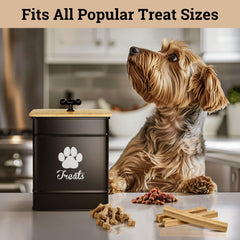 HB Design Co dog treat container bone-handle lid enables easy access.