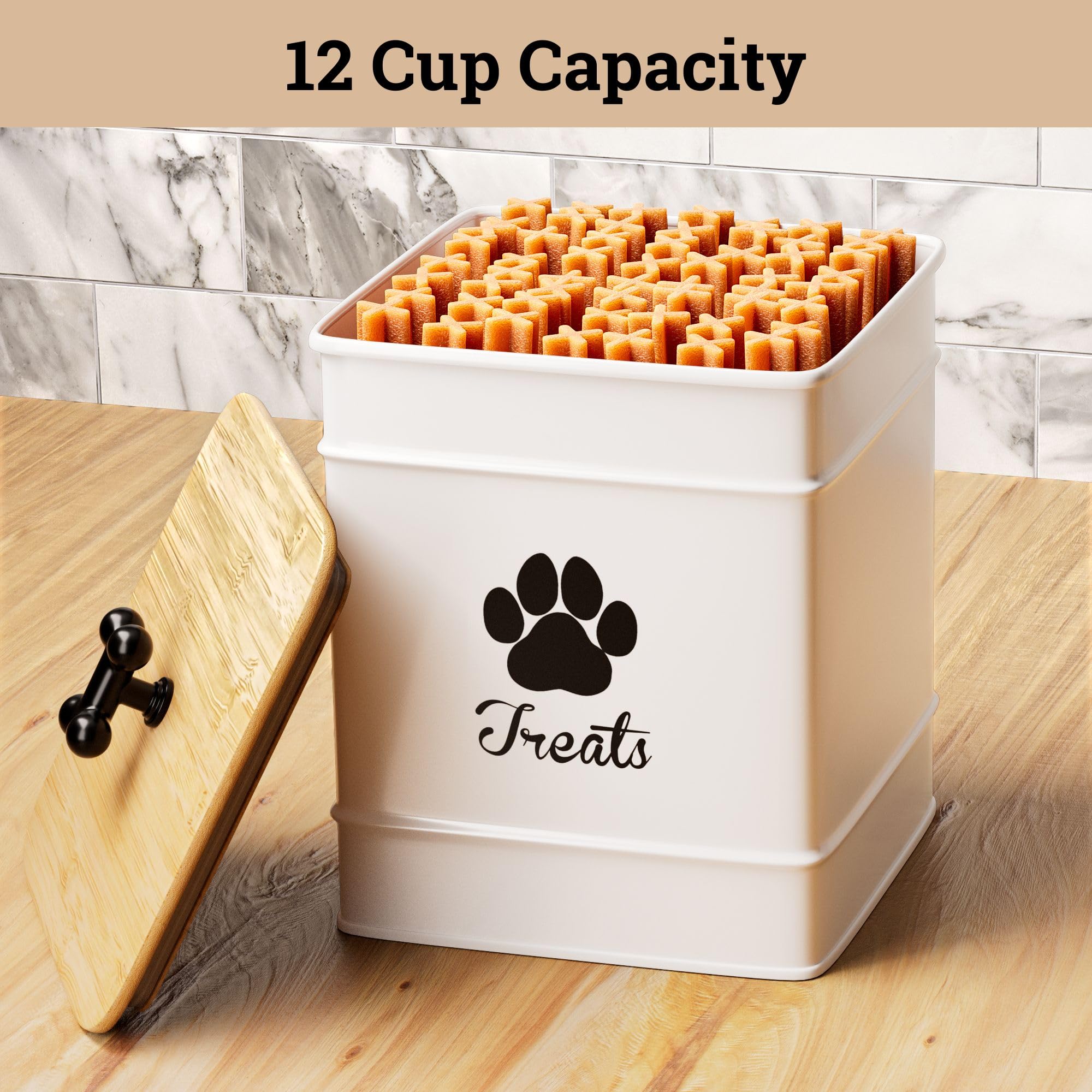 HB Design Co dog treat container on kitchen counter as stylish pet station