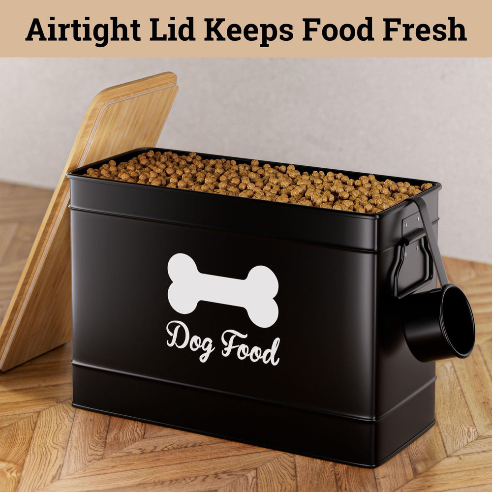 HB Design Co matte black storage bin blends with kitchen decor.
