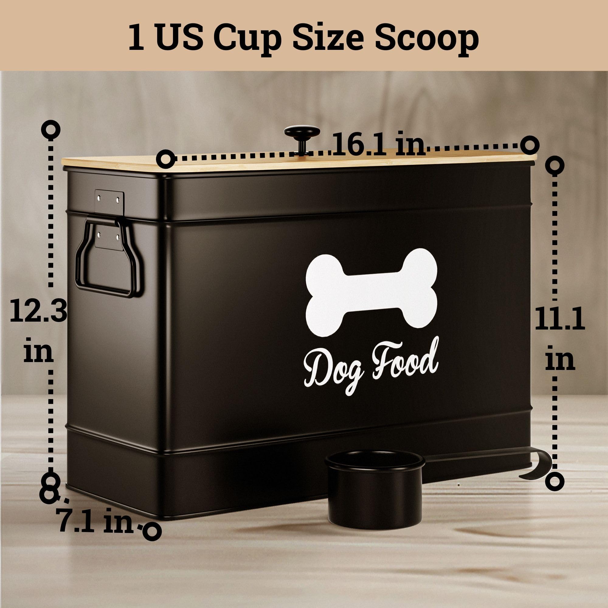 HB Design Co 15lb kibble storage fits on pantry shelf.