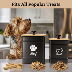 HB Design Co two-pack dog treat jars shown together for versatile pet storage.
