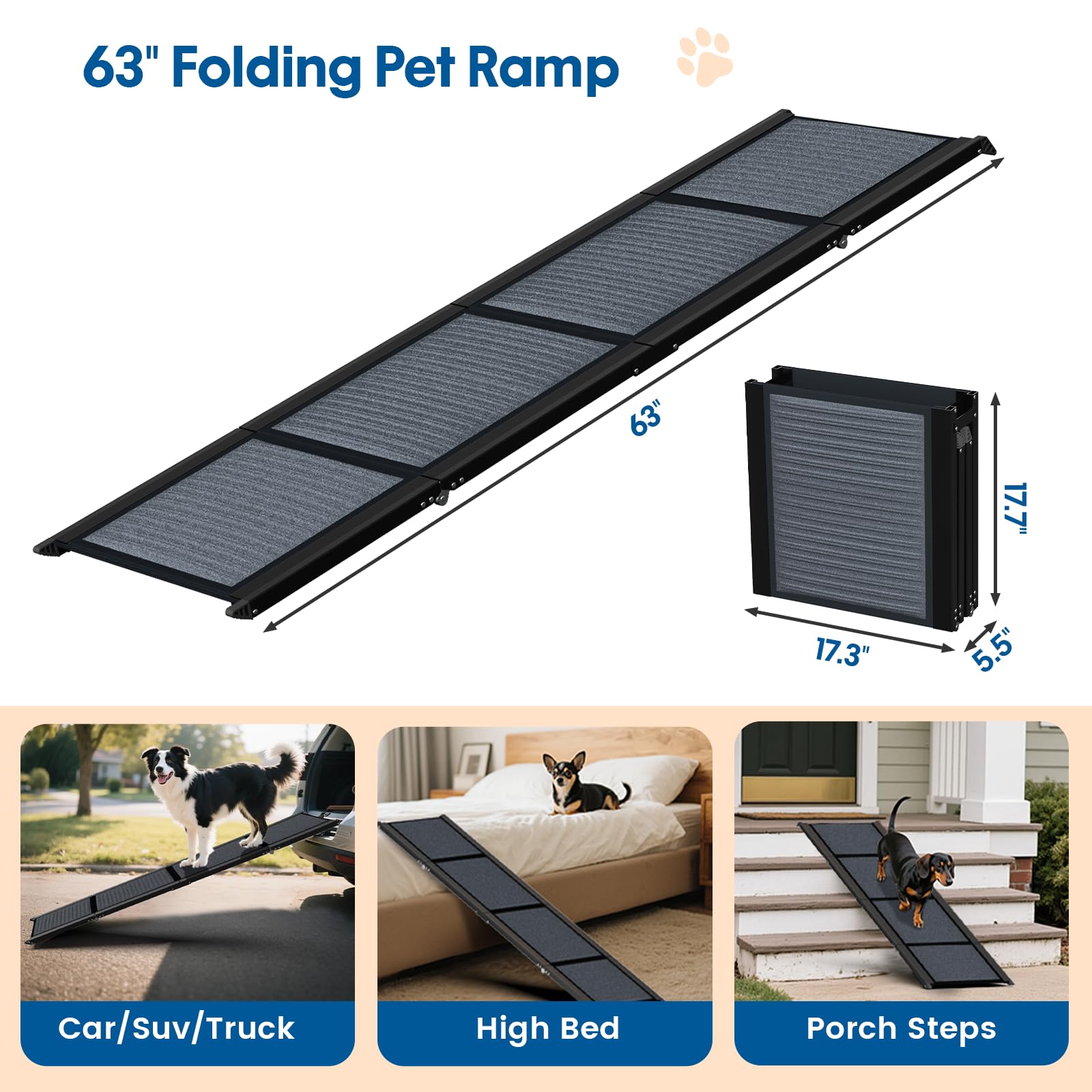 HBTower dog ramp folded compact demonstrates portability for travel and storage.