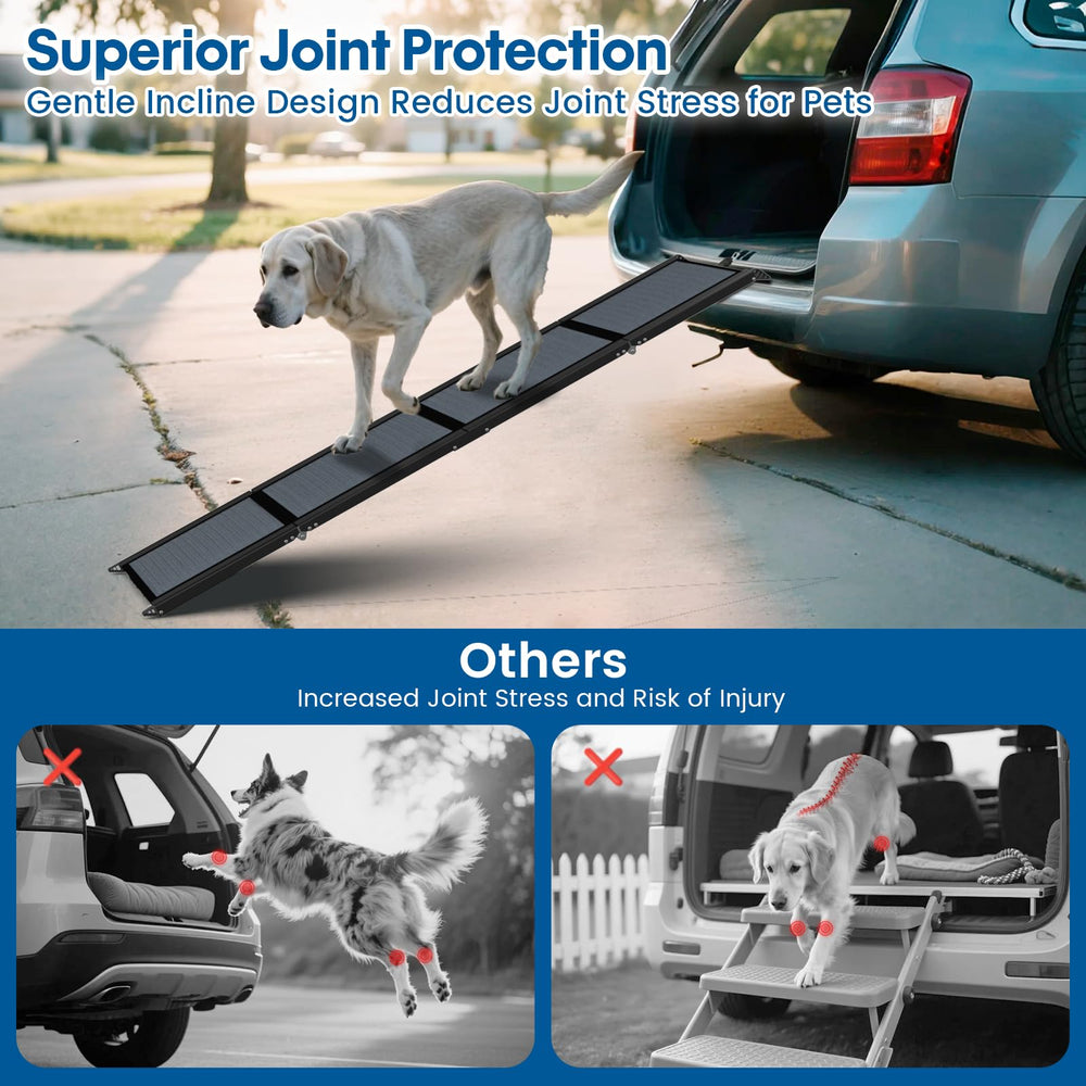 HBTower dog ramp reinforced crossbars enhance stability during climbs.