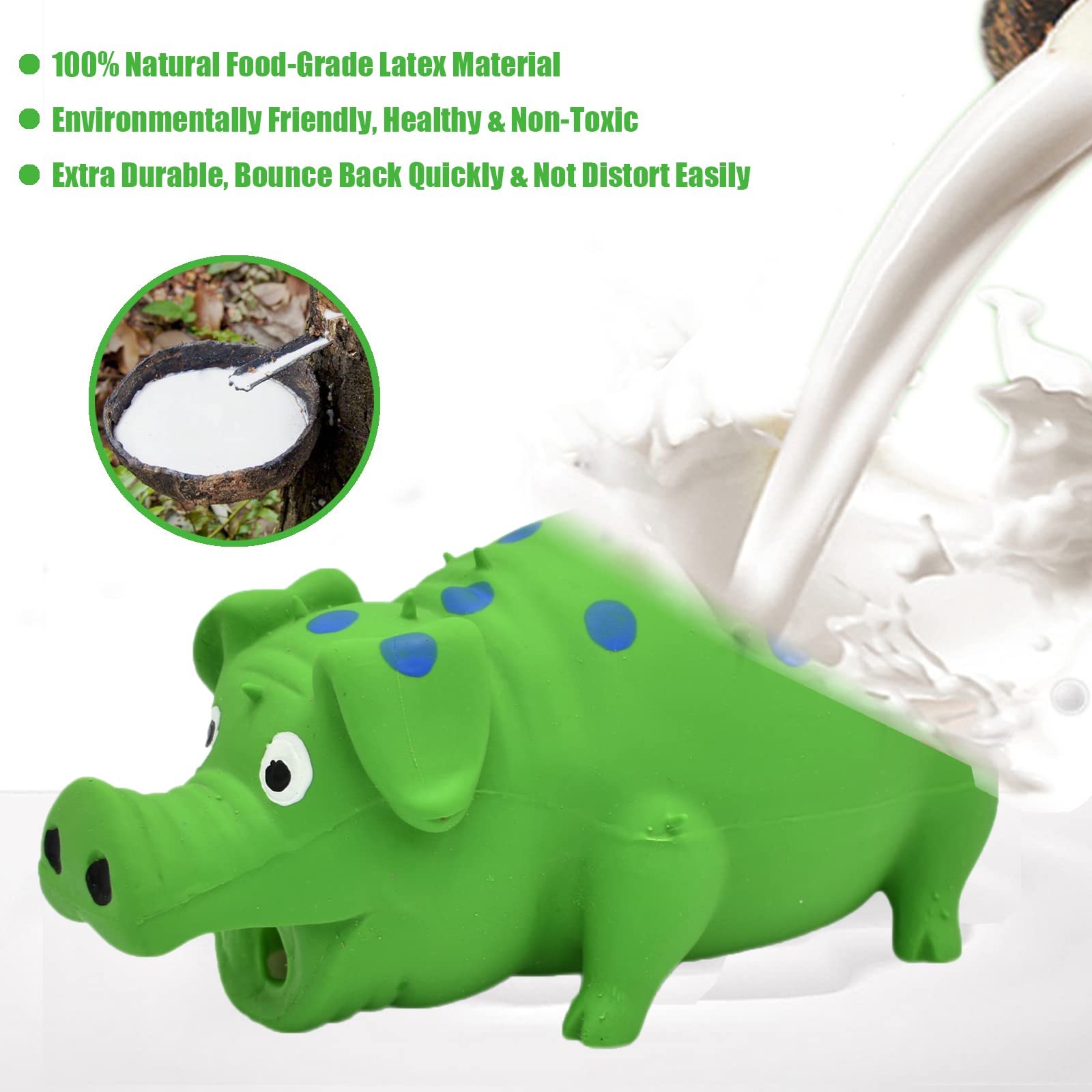 HCHYEY pig squeaky toy green close-up highlights safe material