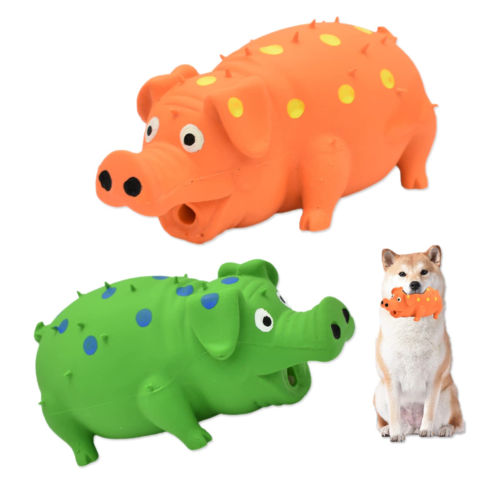 HCHYEY pig squeaky toy orange front boosts interactive play for dogs