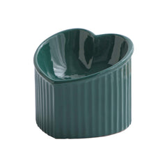 HCHLQLZ dark-green ceramic raised cat bowls elevate feeding posture.