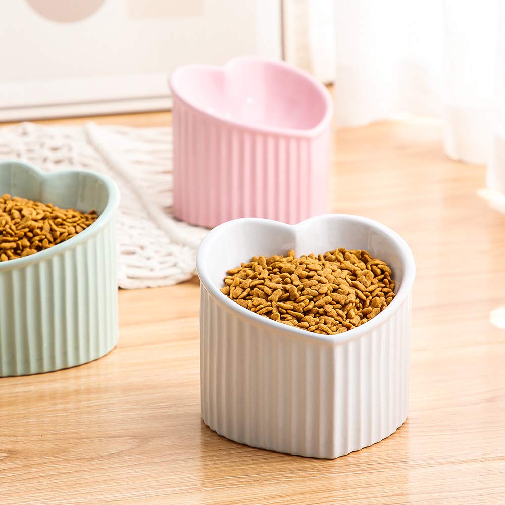 HCHLQLZ white ceramic cat bowl dishwasher-safe for easy cleaning
