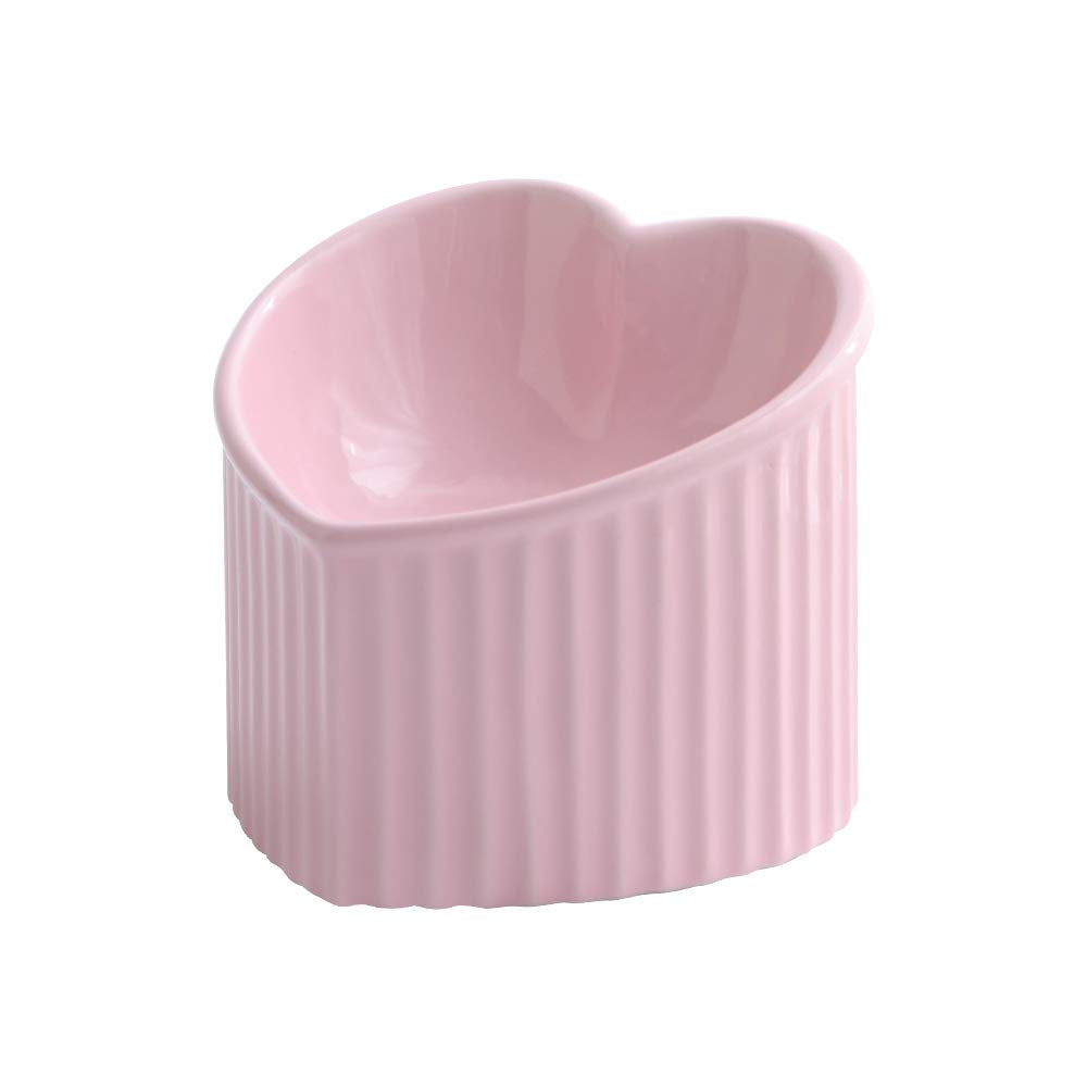 HCHLQLZ pink ceramic raised cat bowls for ergonomic feeding