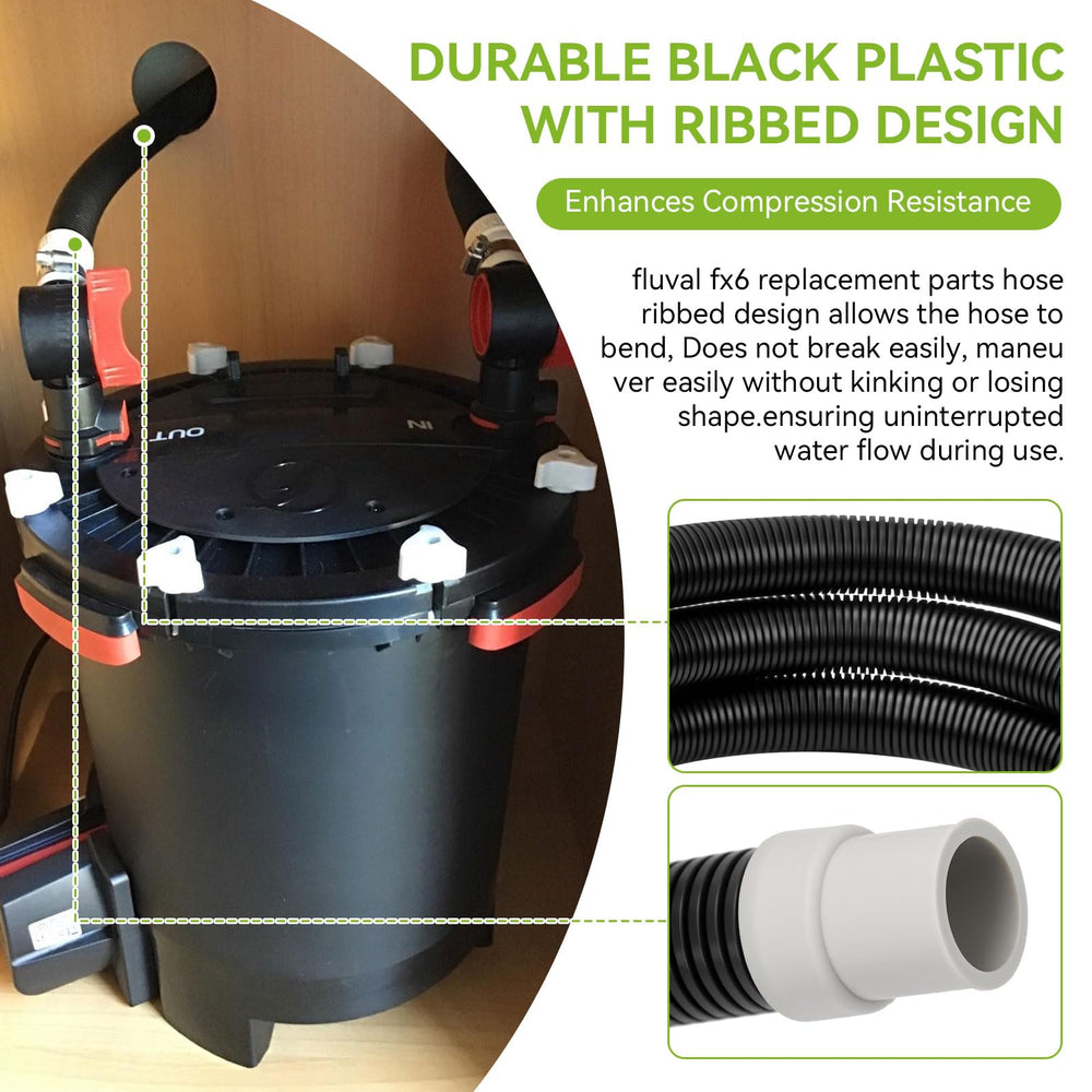 HCLSY ribbed hose installation view with quick-fit ends for Fluval.