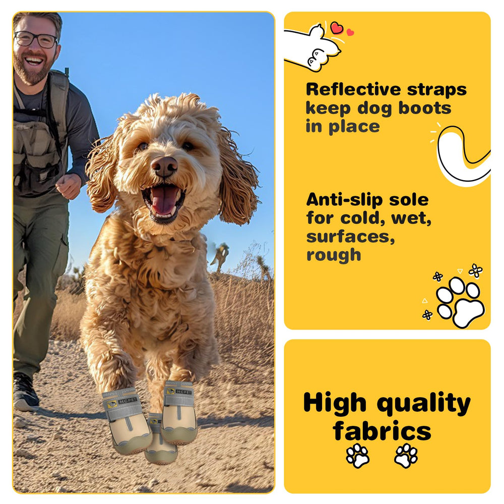 Hcpet dog boots with reflective straps for safer night walks