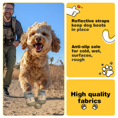 Hcpet dog boots with reflective straps for safer night walks