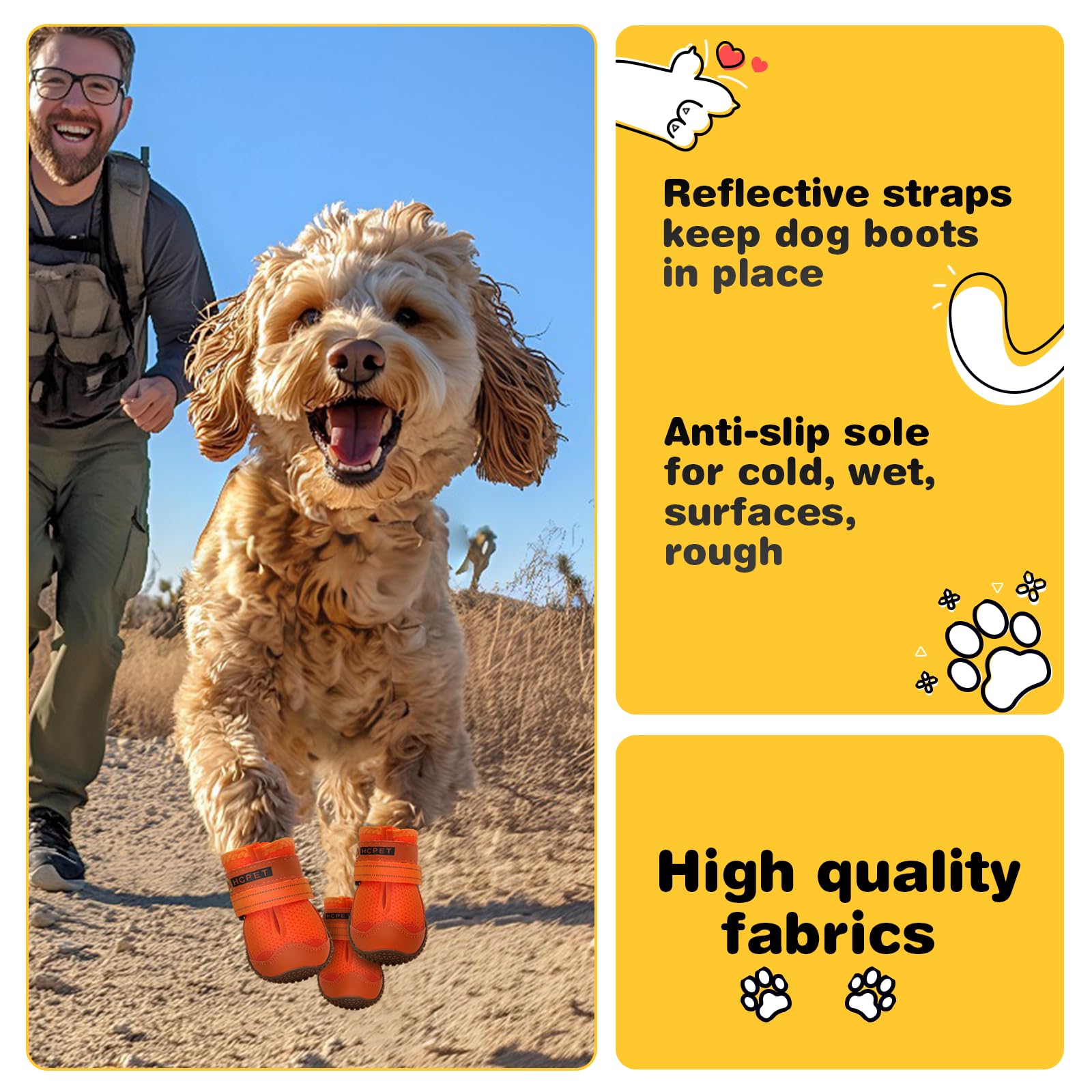 Hcpet dog shoes size 8 easy-on-off design for quick walks.