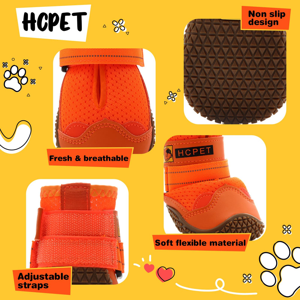 Hcpet dog shoes size 8 reflective straps improve visibility during dusk.