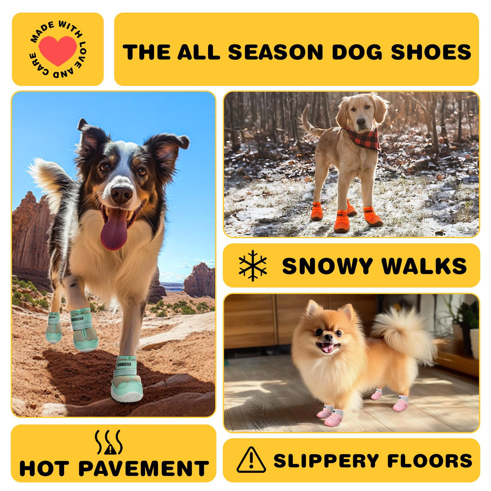 Hcpet dog shoes size 8 non-slip sole for all-terrain traction.