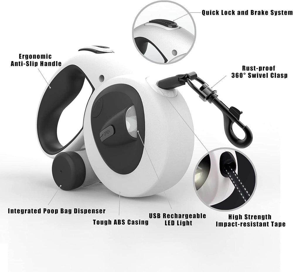 HCY&WLD 16ft retractable leash in use with anti-slip handle for controlled freedom