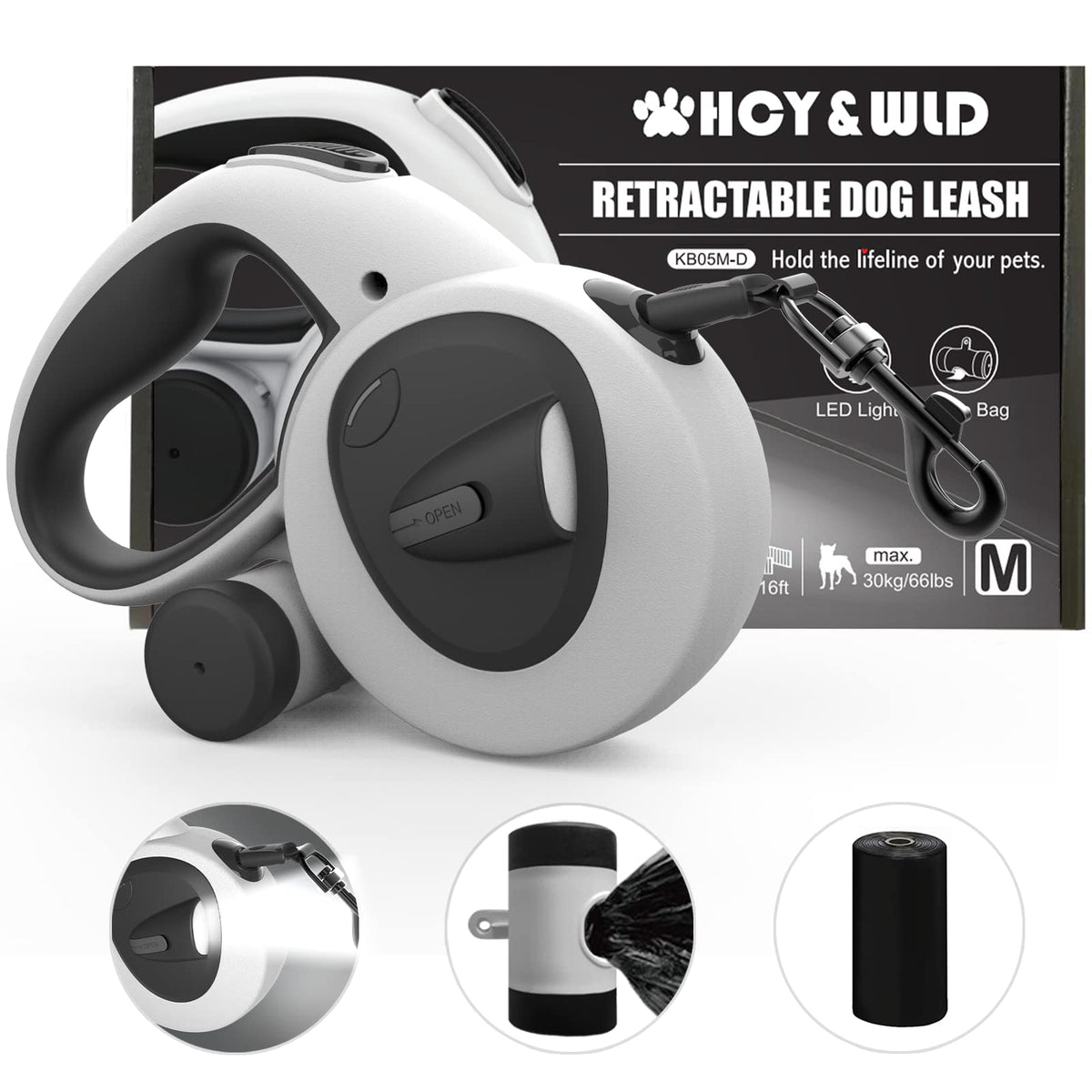 HCY&WLD Upgrade 4-in-1 leash 16ft tangle-free for safer control during walks