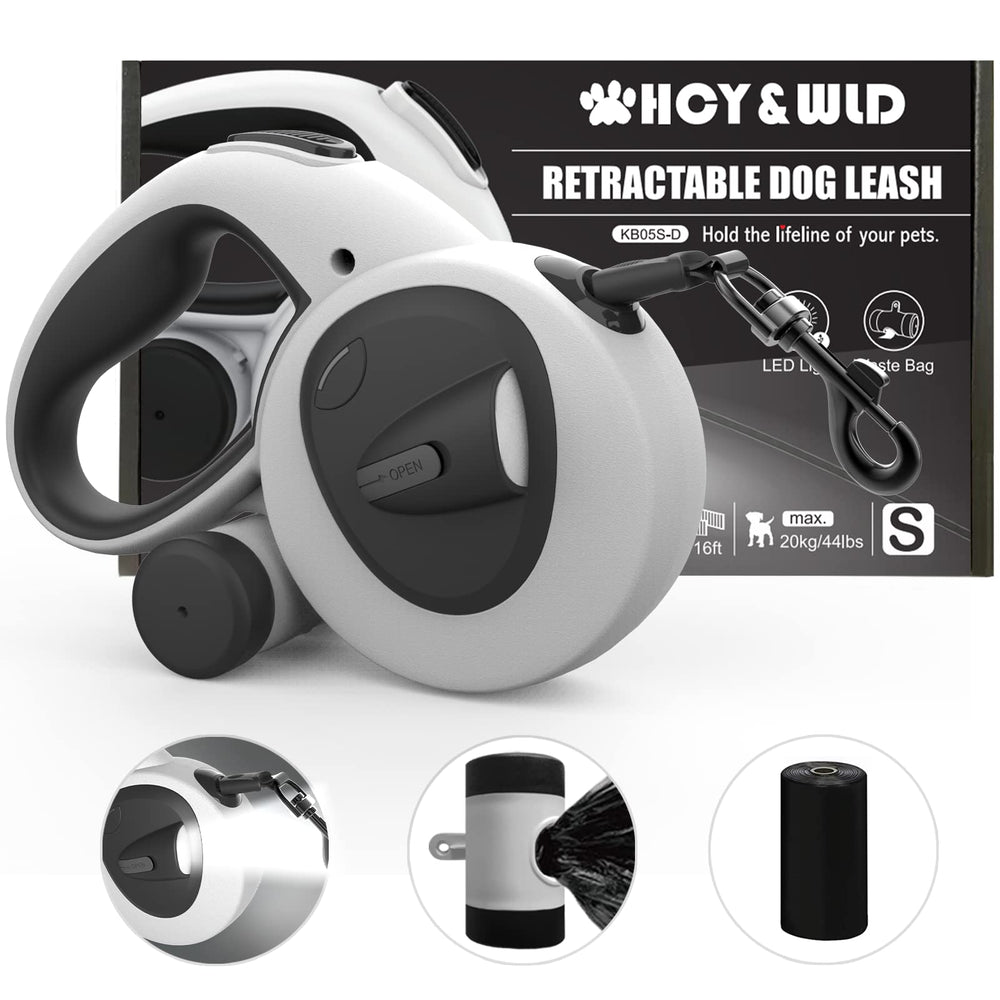 HCY&WLD 4-in-1 retractable leash with LED, longer reach for safer night walks