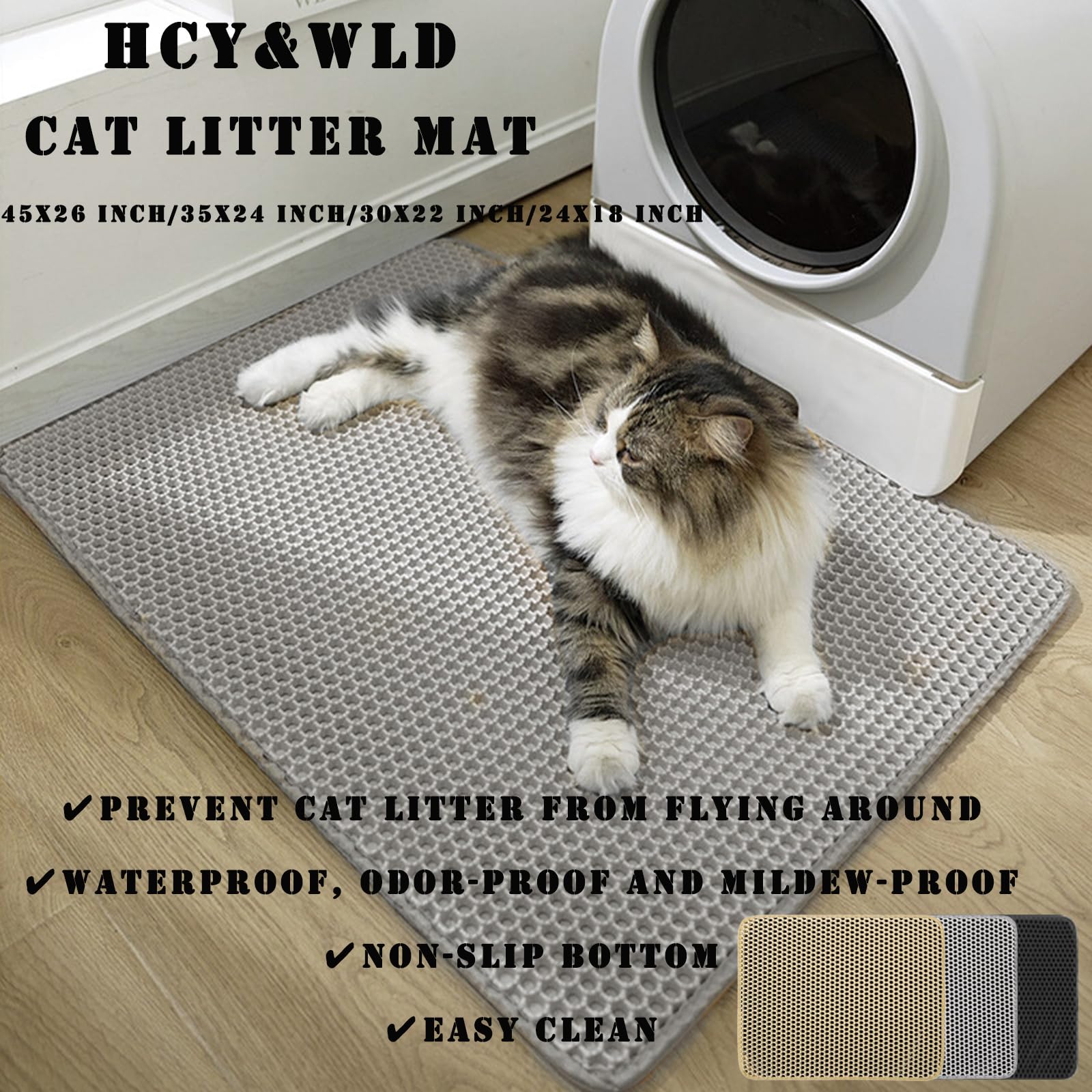 HCY&WLD cat litter mat large-diameter grid traps litter at entryway