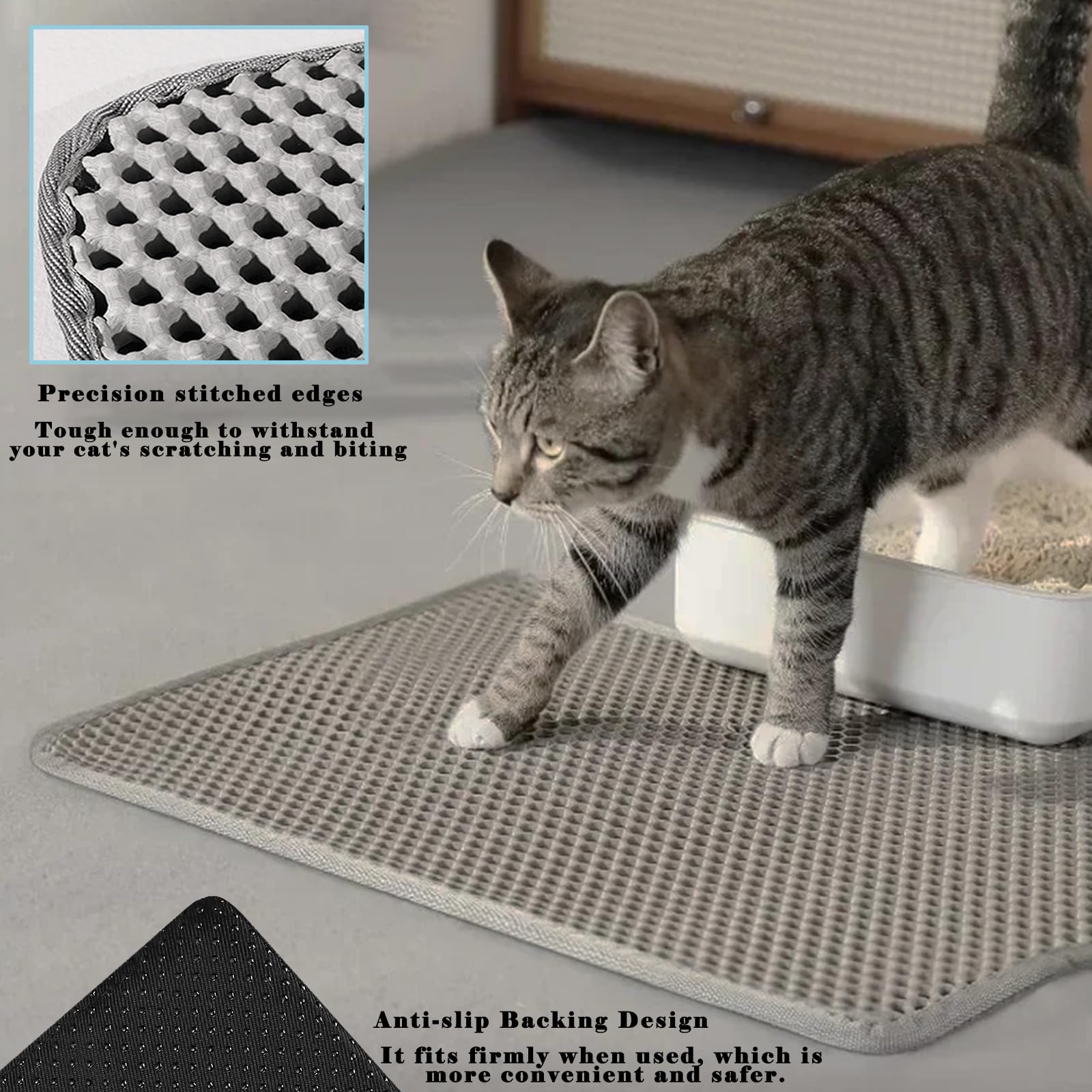 HCY&WLD cat litter mat waterproof non-slip bottom prevents floor dampness.