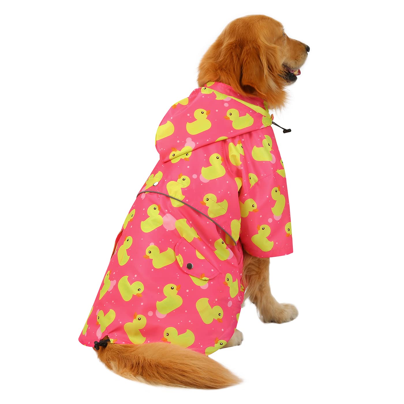 HDE dog raincoat harness hole reflective panel for secure walk and visibility