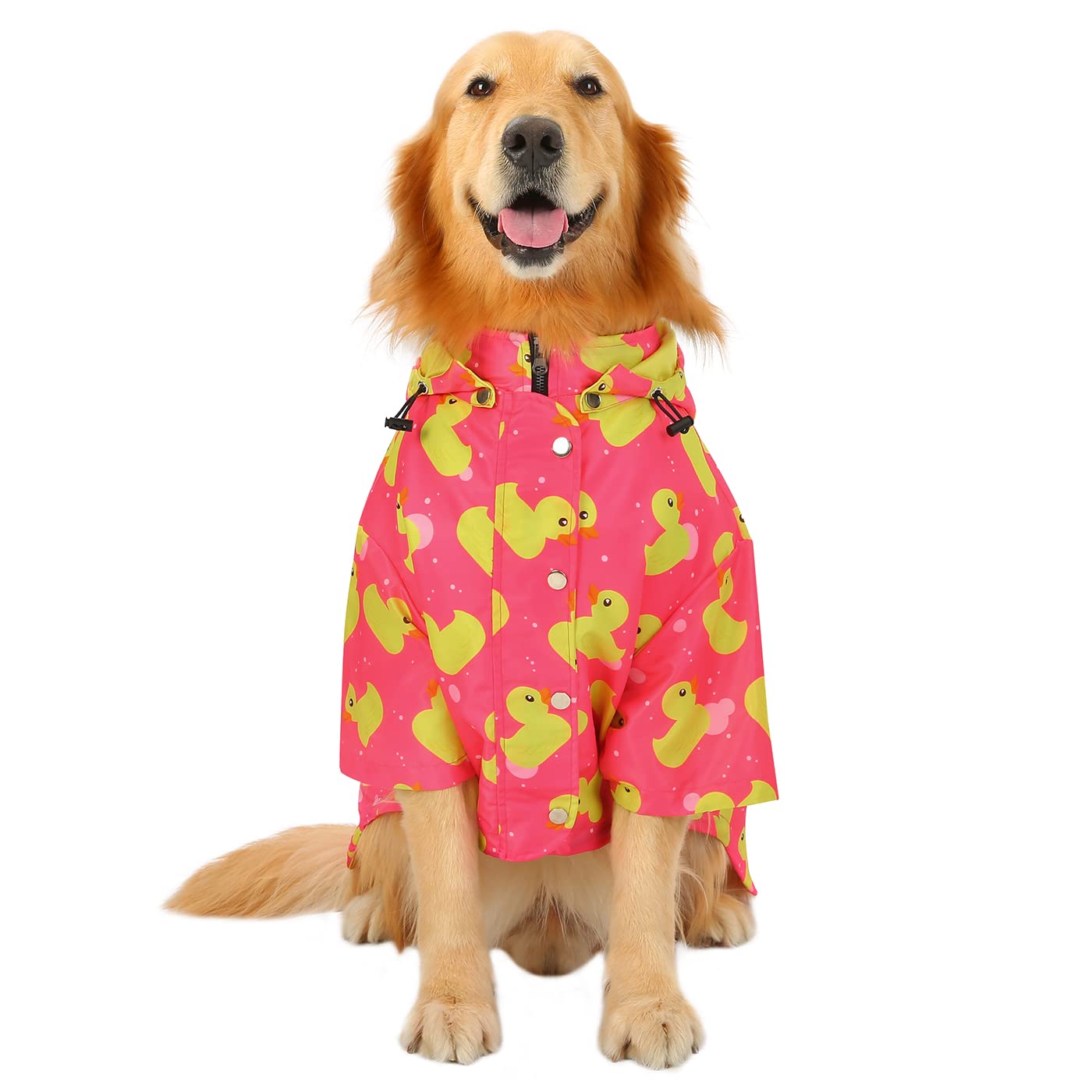 HDE dog raincoat removable hood pink for flexible weather protection