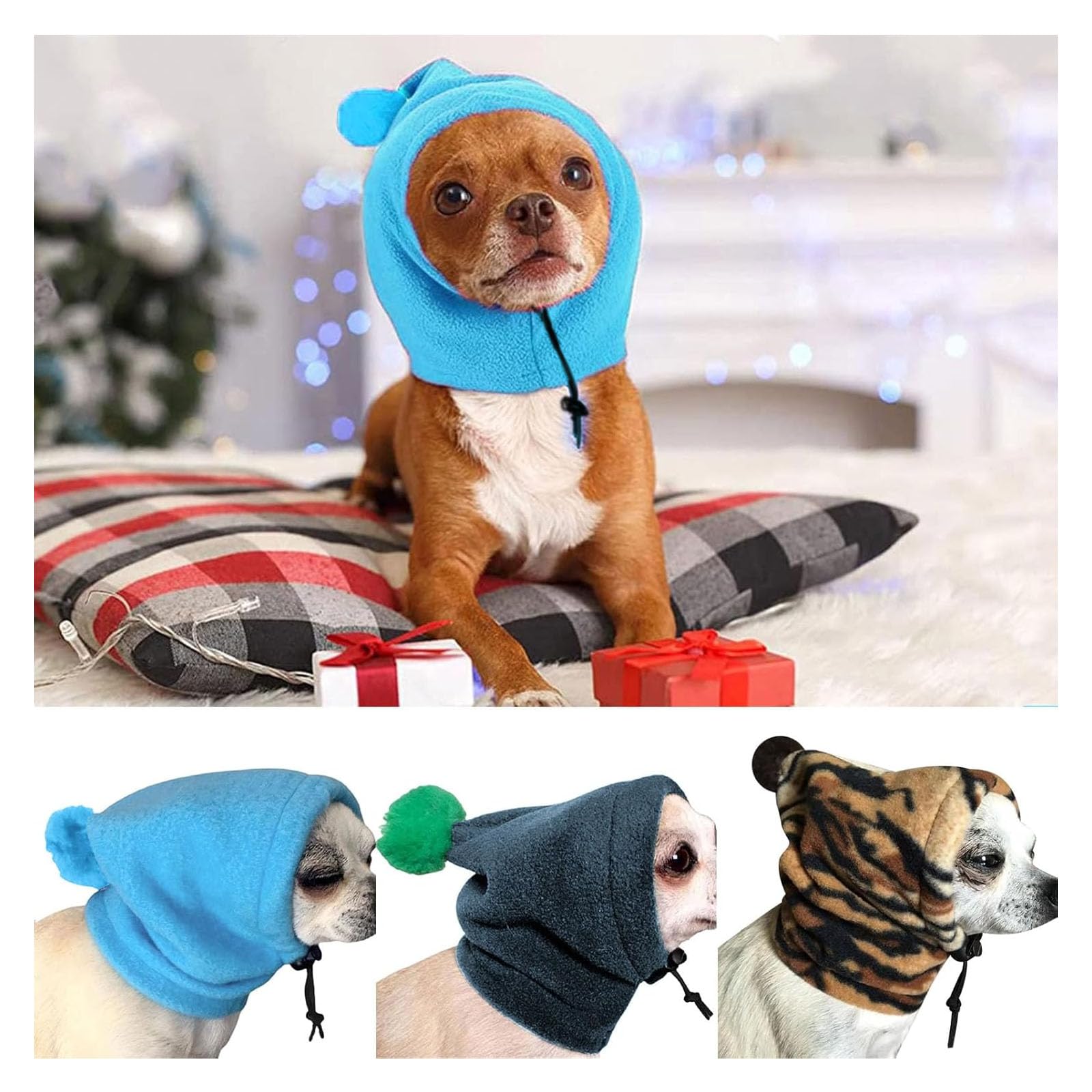 HDKUW winter hat head wrap blue dog worn during outdoor activity