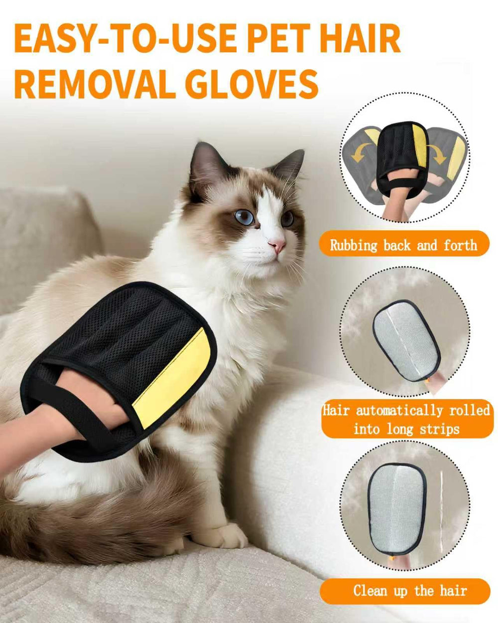 HDLDYDD pet hair glove being rinsed for next use demonstrates reuse.