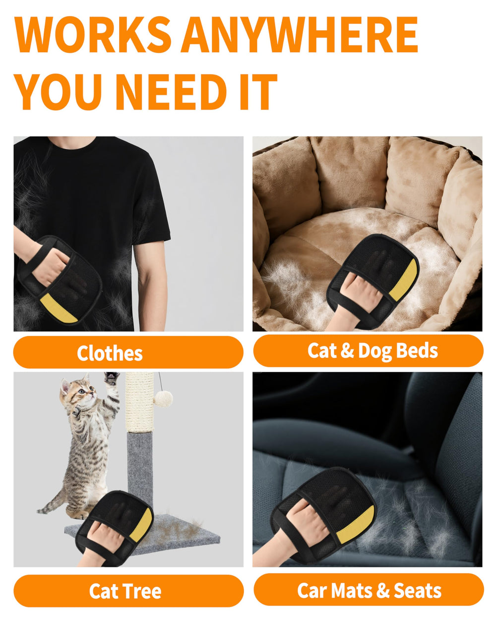 HDLDYDD pet hair removal glove on sofa showing cat/dog hair removal.