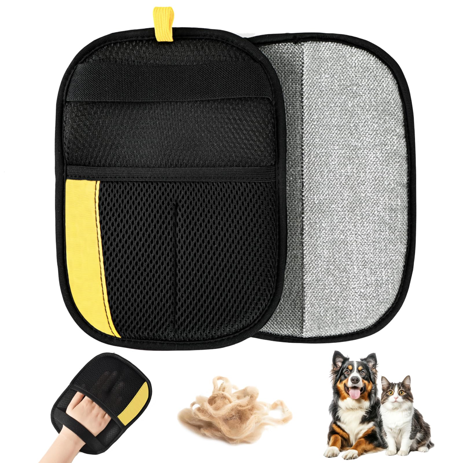 HDLDYDD pet hair removal glove two-pack display ready for households.