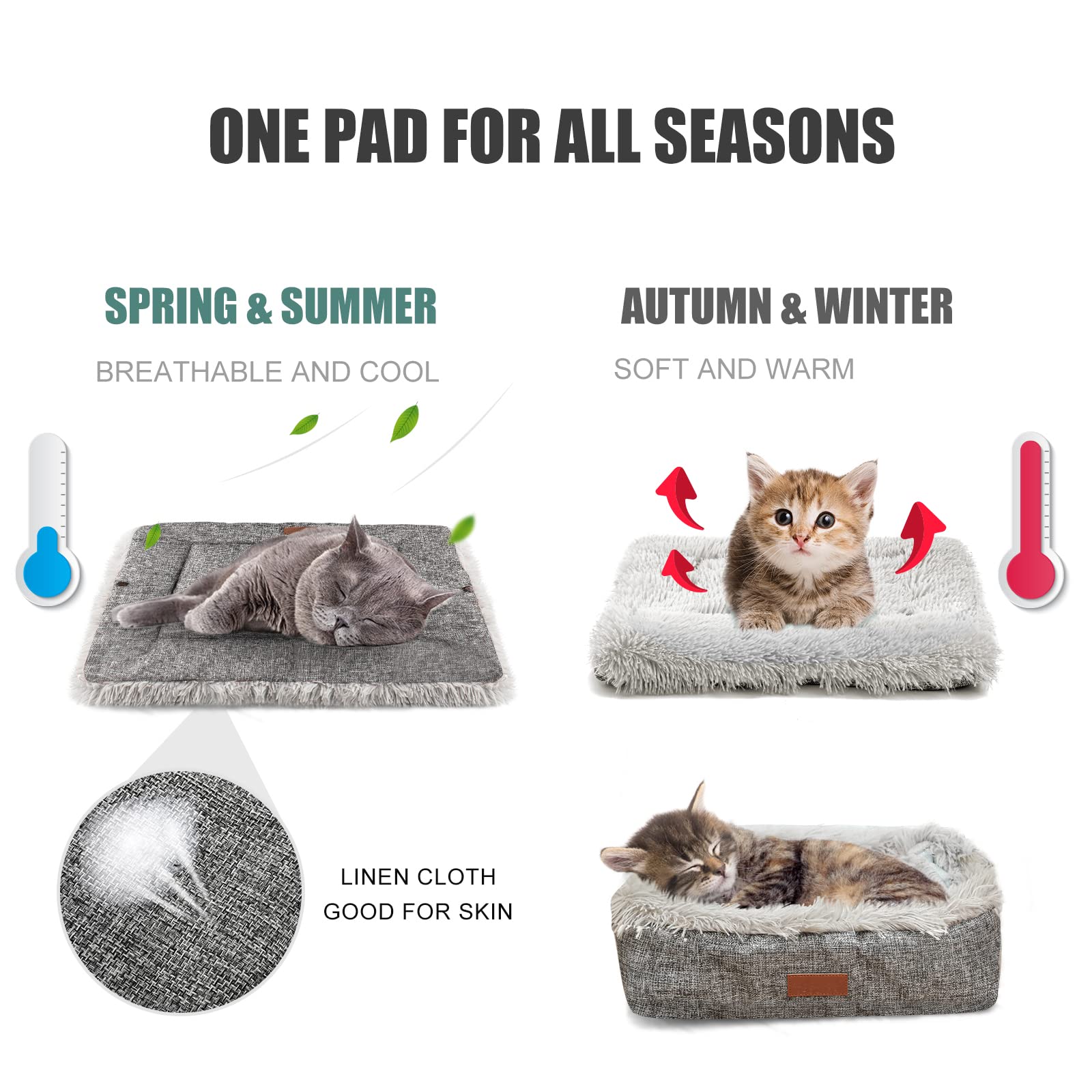 HDLKRR cat bed self-warming folded mode highlights 2-in-1 versatility