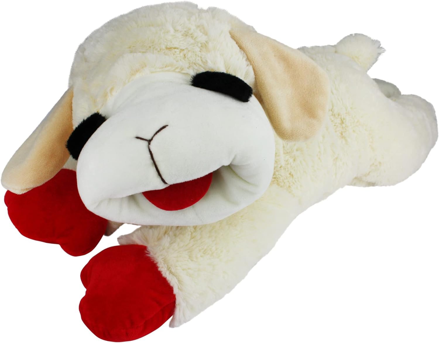 HDP Lambchop plush dog toy 24 inch white, ideal for big dogs' toss and cuddle play.