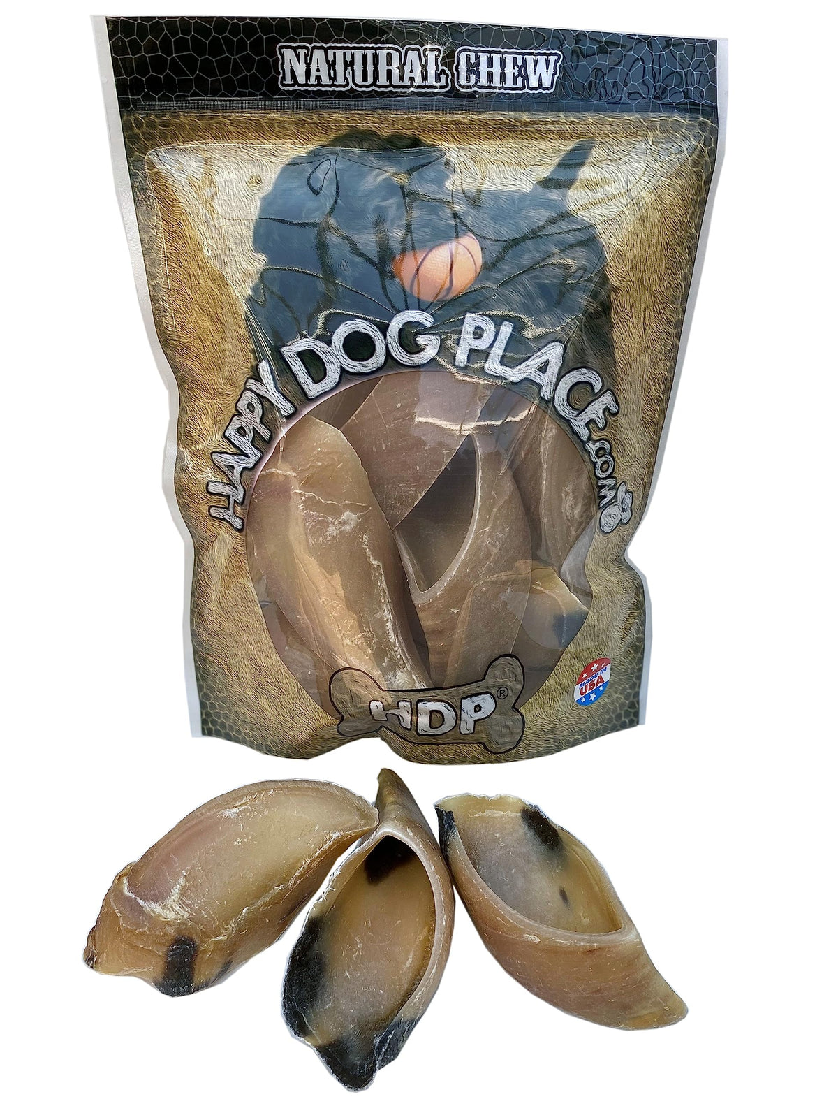 HDP Large Hooves Naturals 1lb bag offers durable natural chews that support dental care.