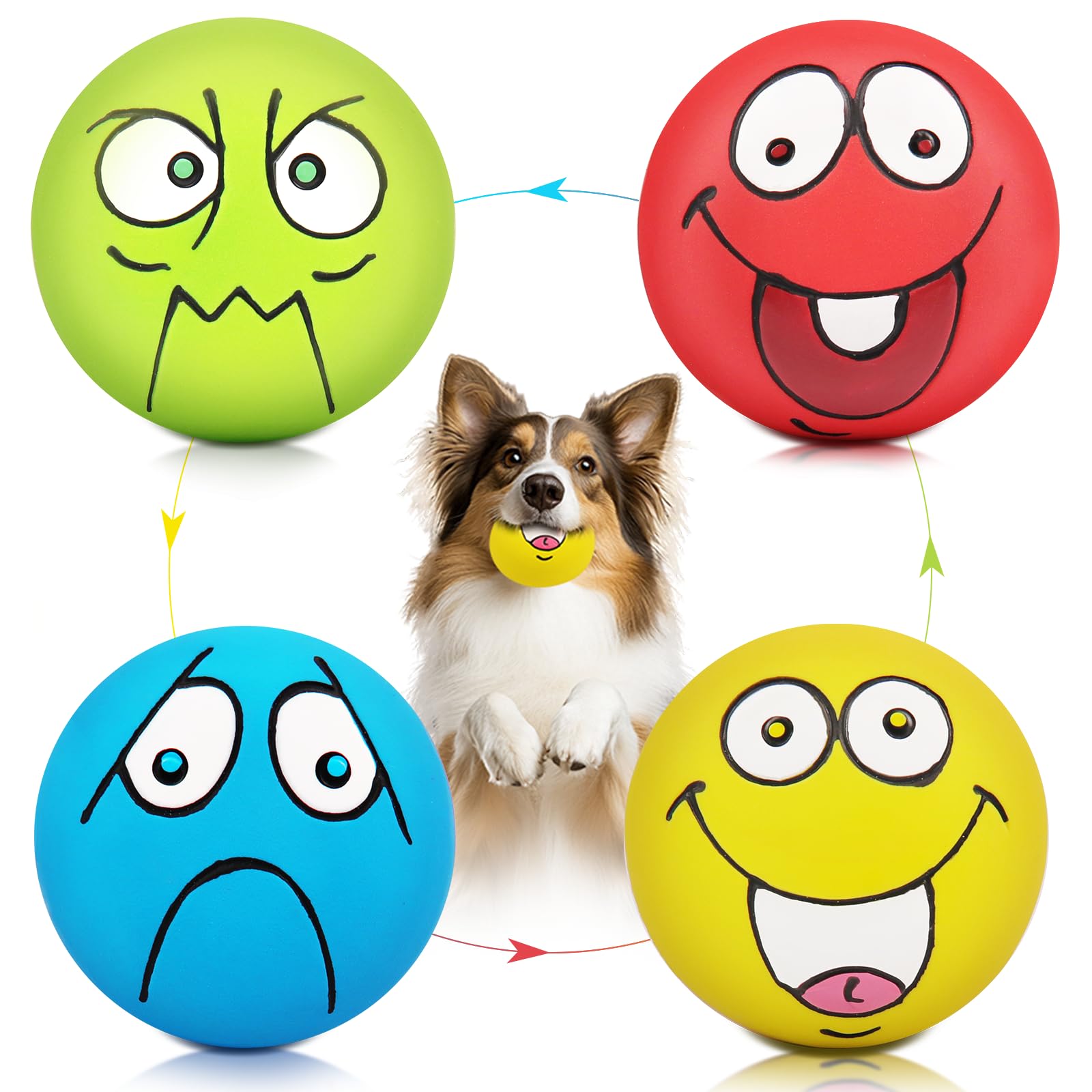 HDSX Smiley flat-ball pack in bright colors helps find toys quickly.