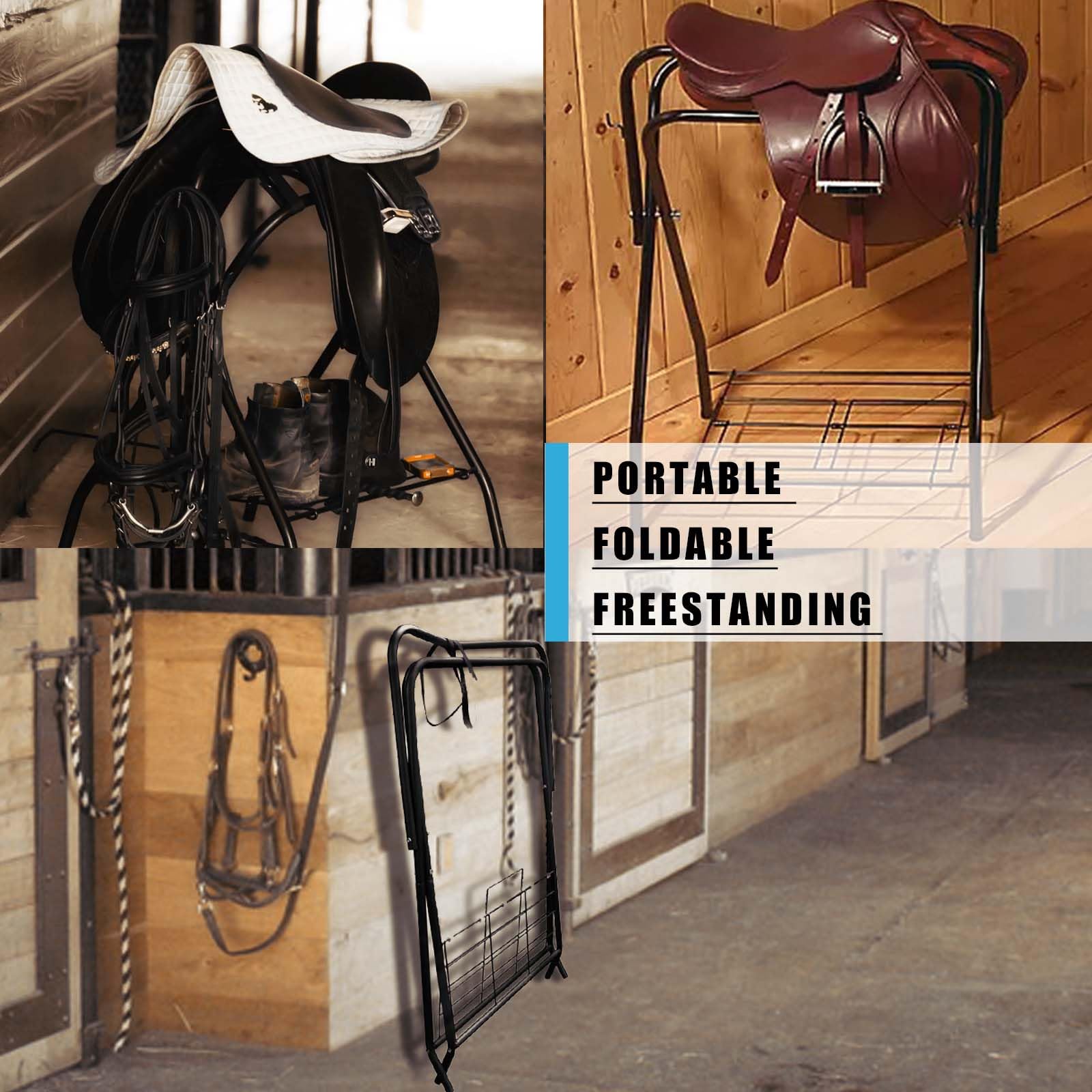 HDYEGY saddle rack black finish; sleek, durable saddle display.