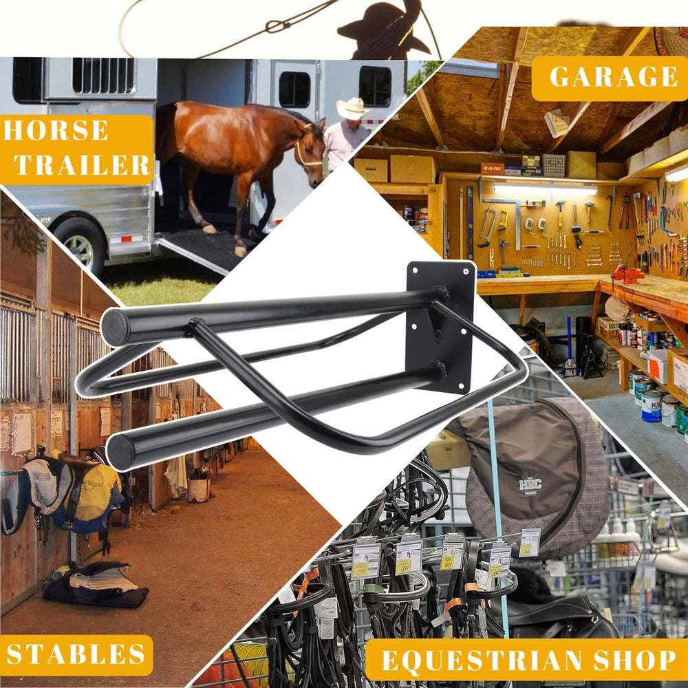 HDYEGY saddle rack stores pads and blankets, saving space in tack rooms