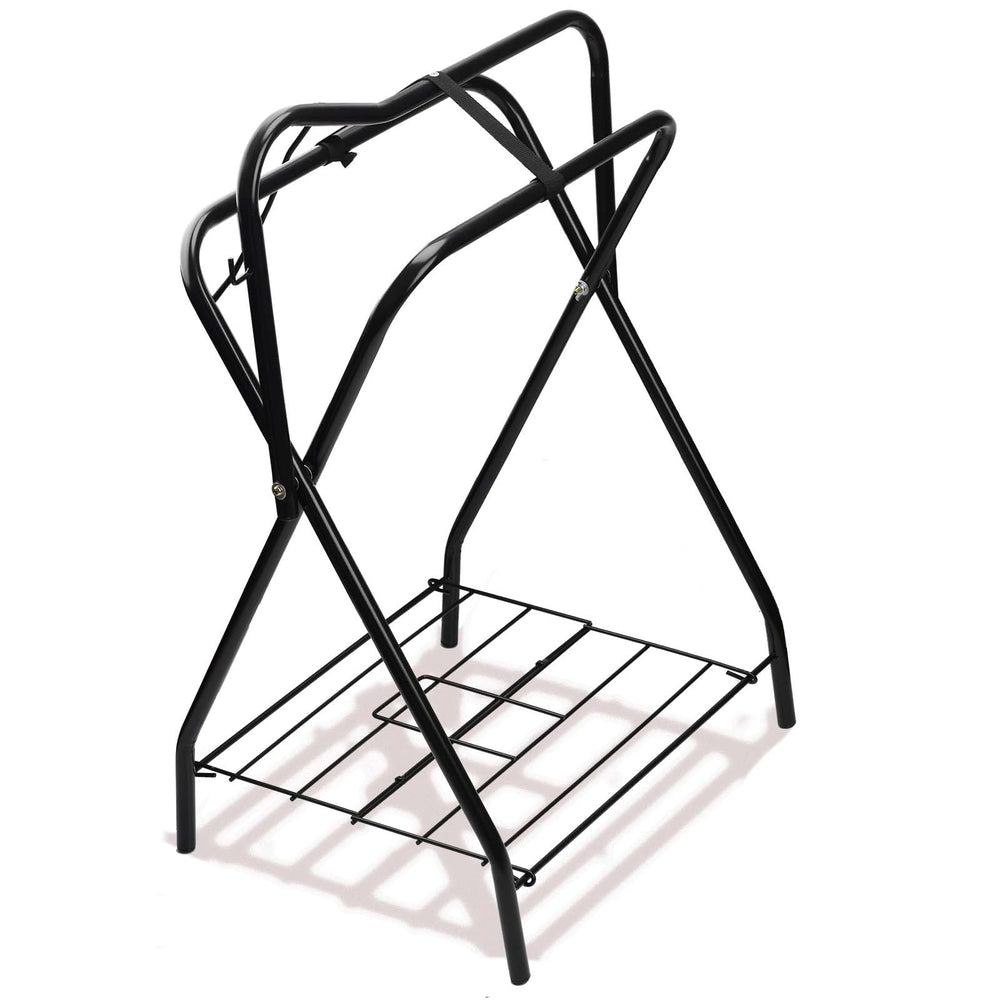 HDYEGY saddle rack folded; portable storage solution for tack rooms.